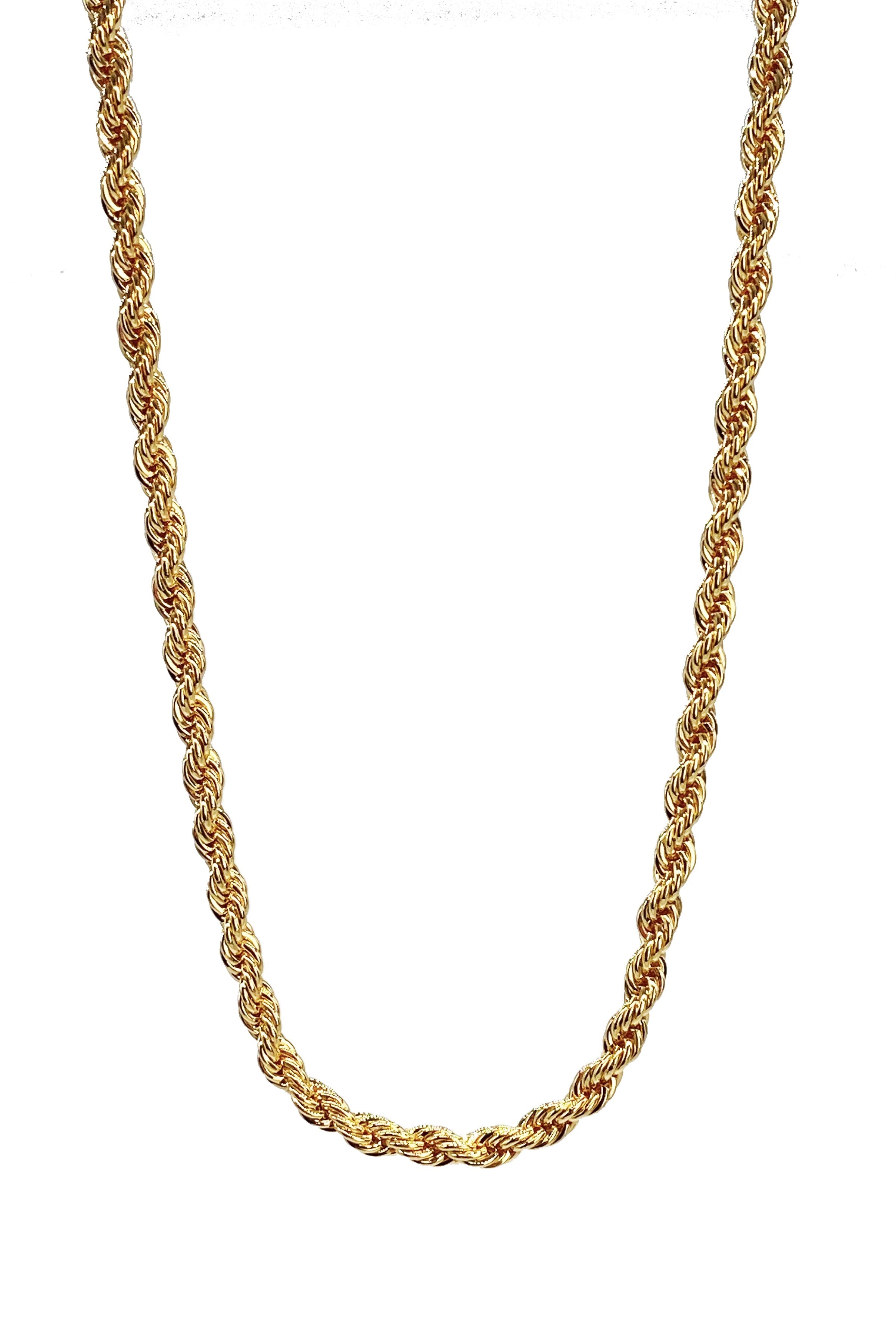 Textured Rope Chain Necklace in textured gold hanging on a white background - L'Atelier Global