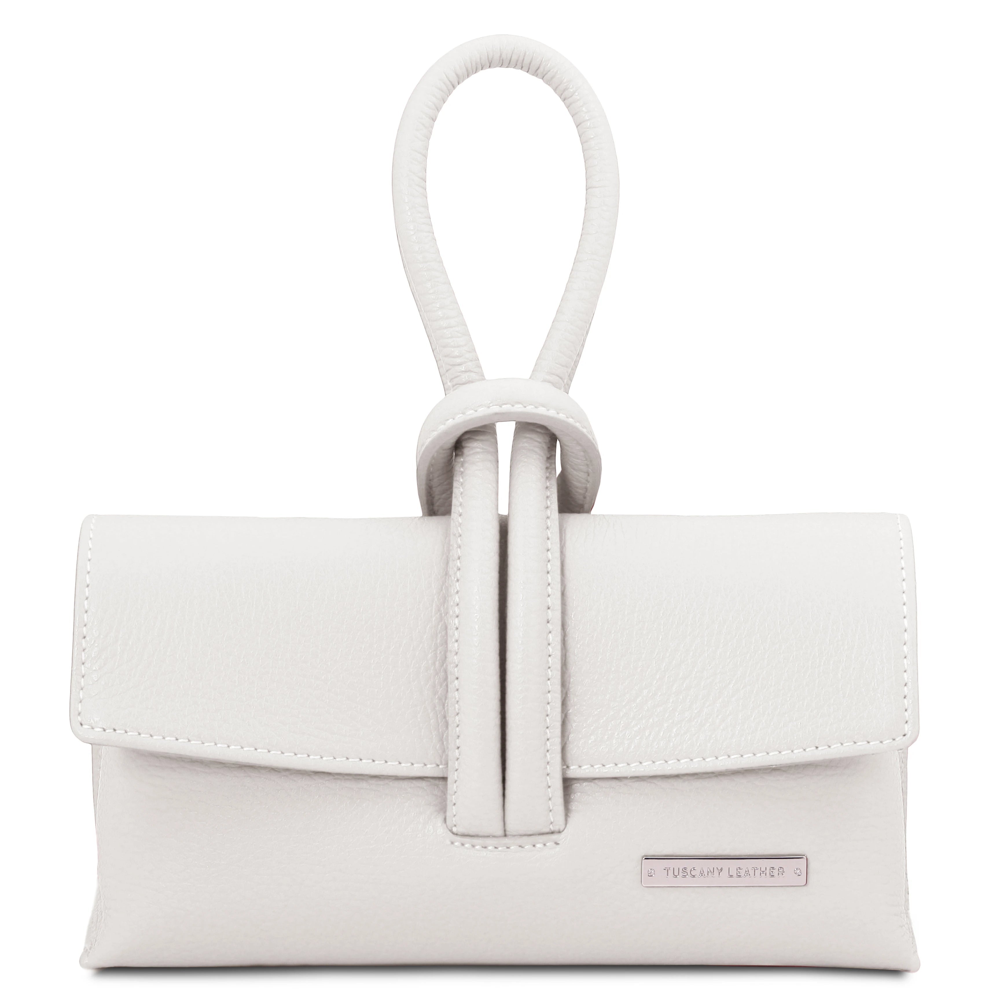Front view red clutch in white on a white background