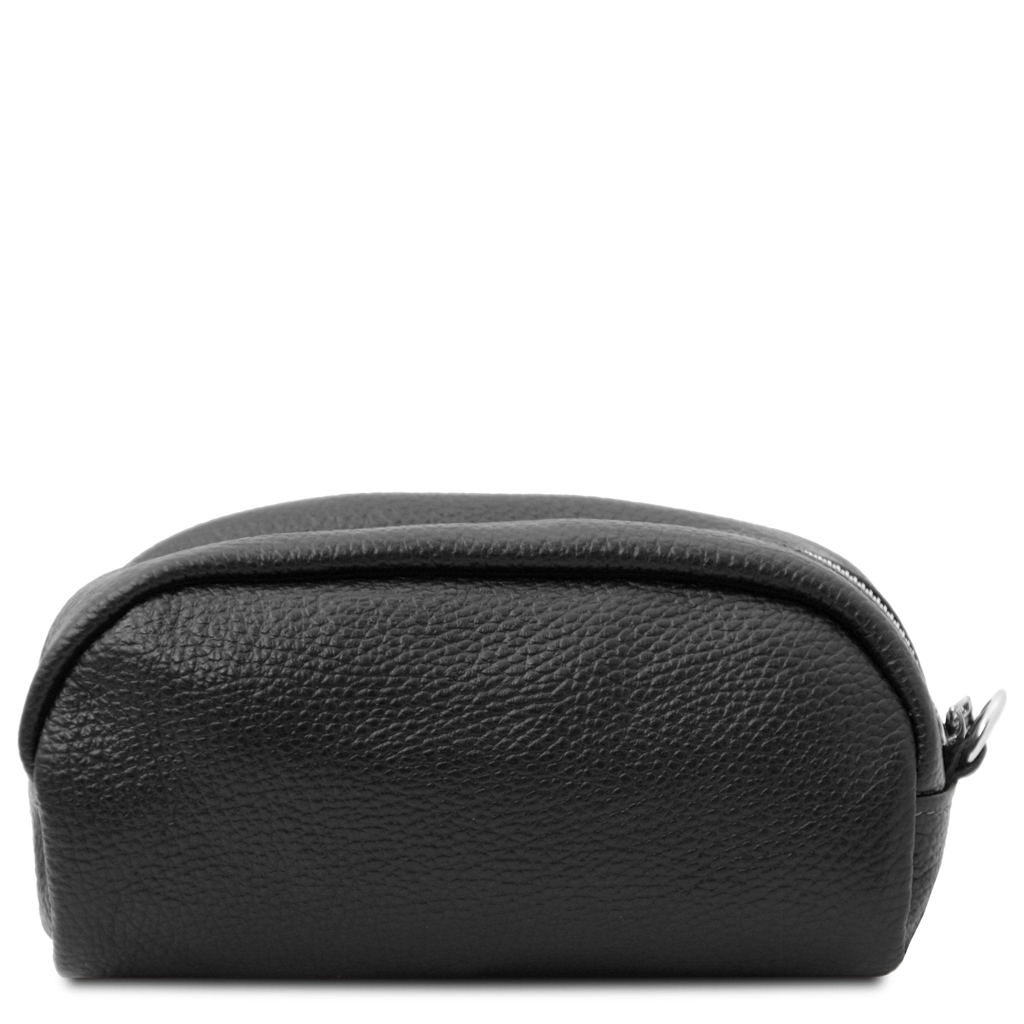 Back View TL Bag Soft Italian Leather Toiletry Everyday Case in black
