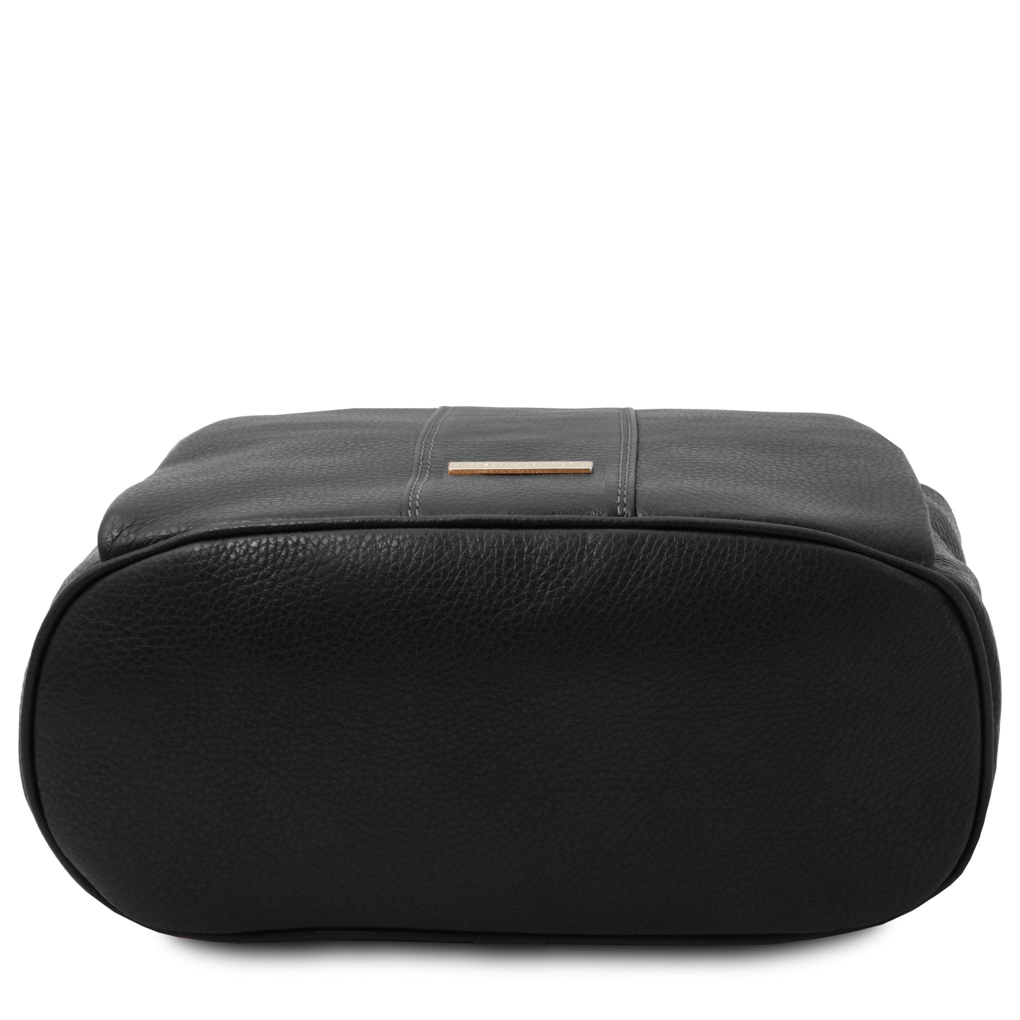 Bottom view of TL Bag Soft Leather Backpack in black