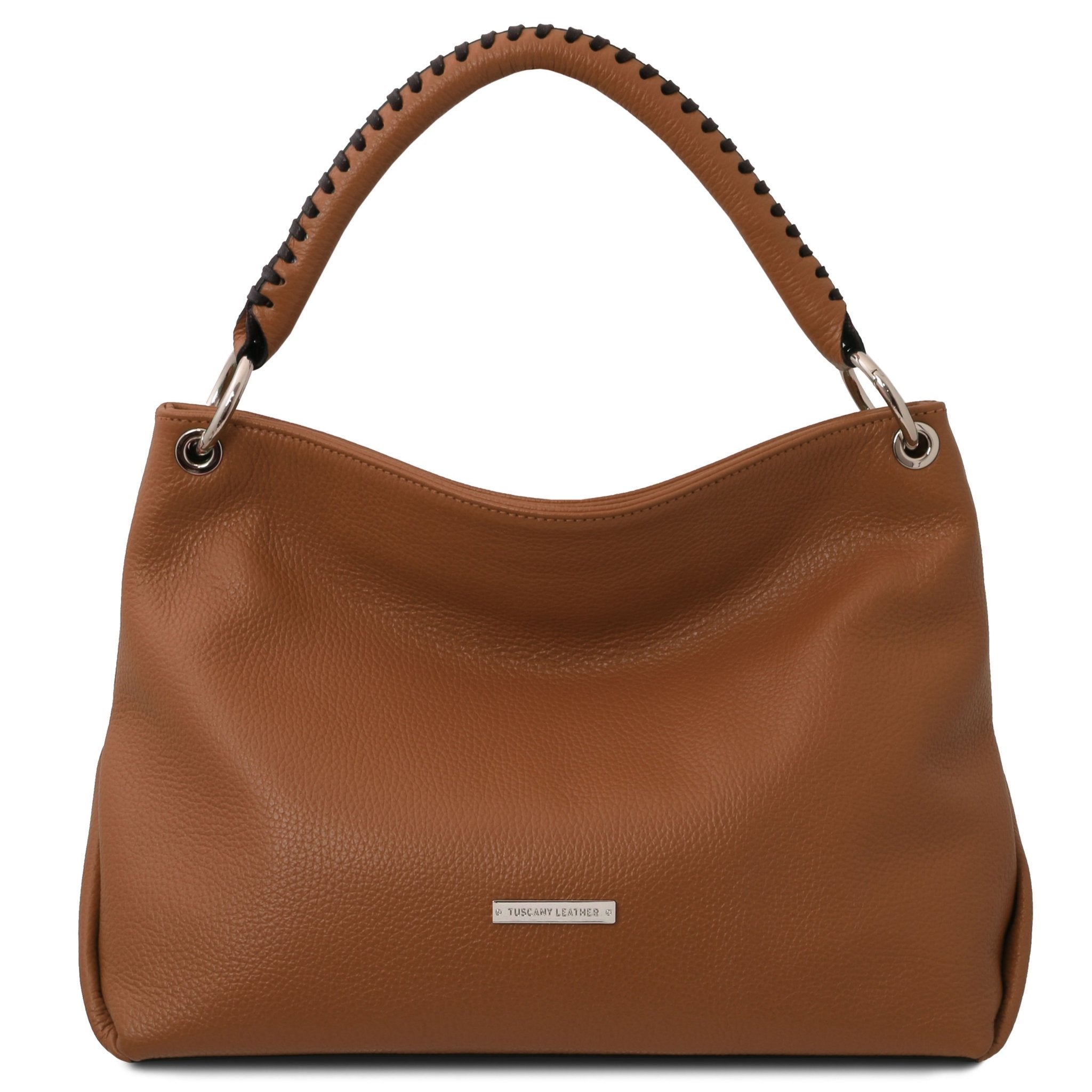 Front view of the TL Bag Soft Leather Handbag in Cognac