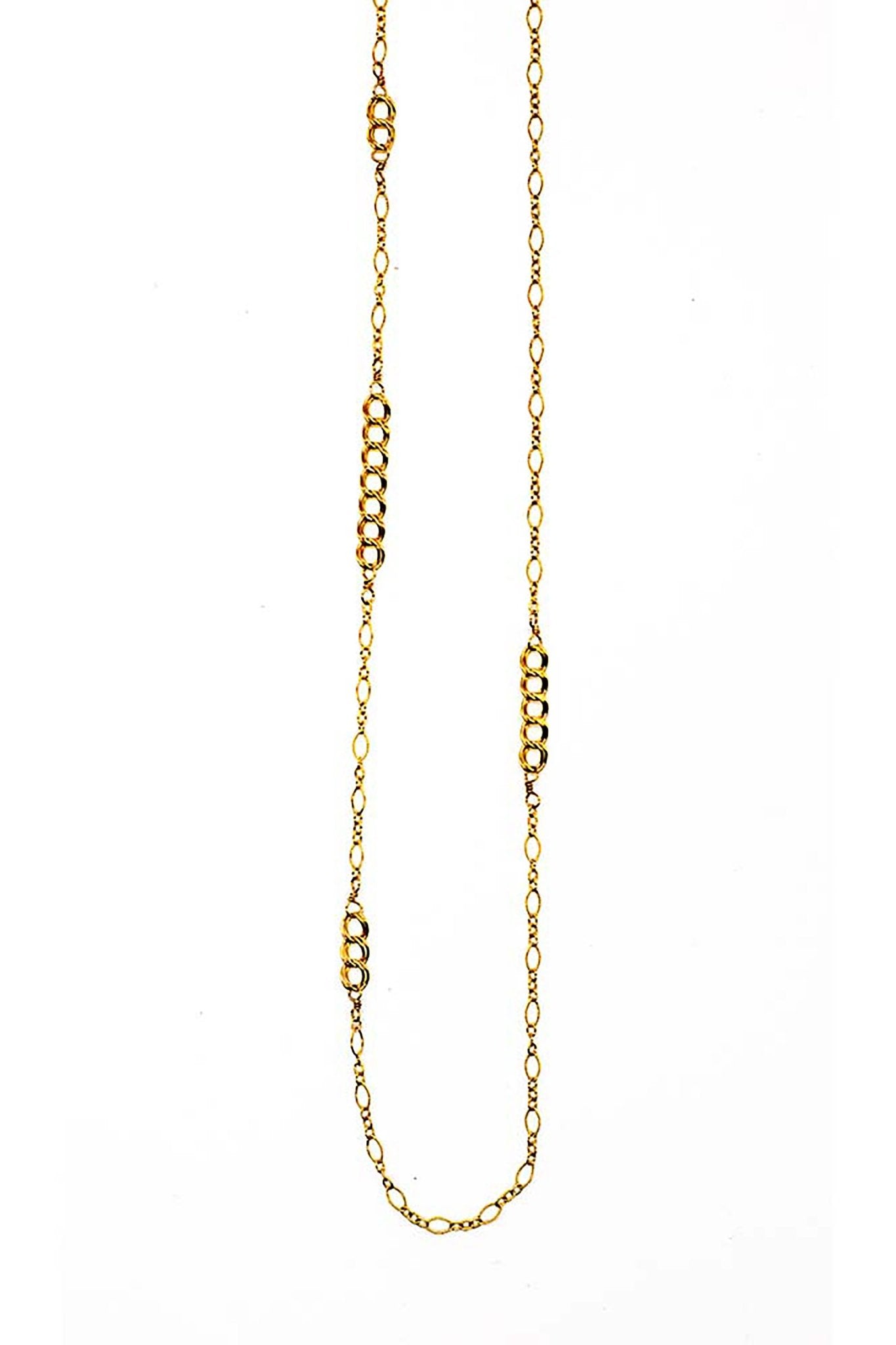 Trace Trio Curb Chain Necklace hanging on white background - L'Atelier Global