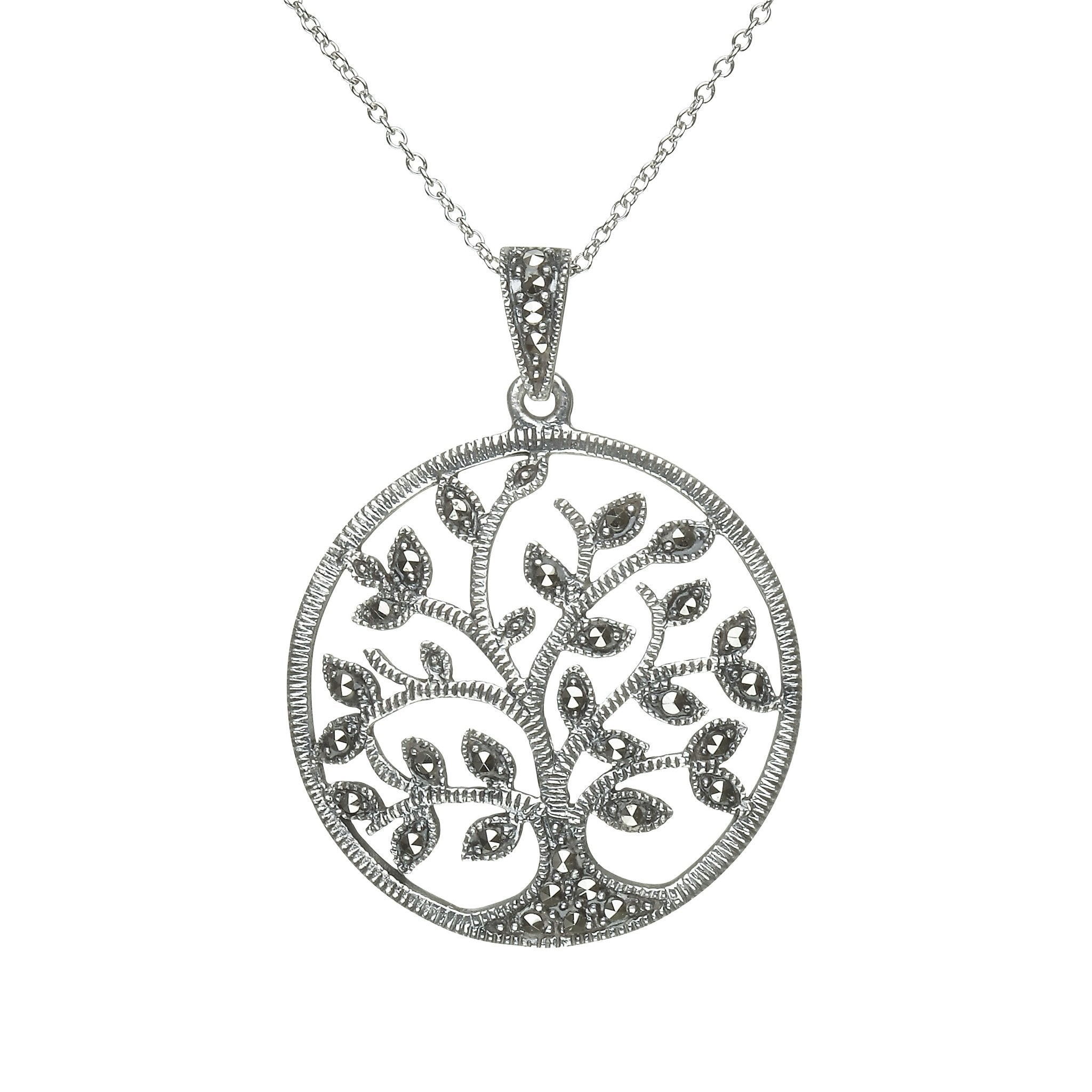 Tree of Life Sterling Silver Necklace, pendant is clearly seen on a white background- L'Atelier Global