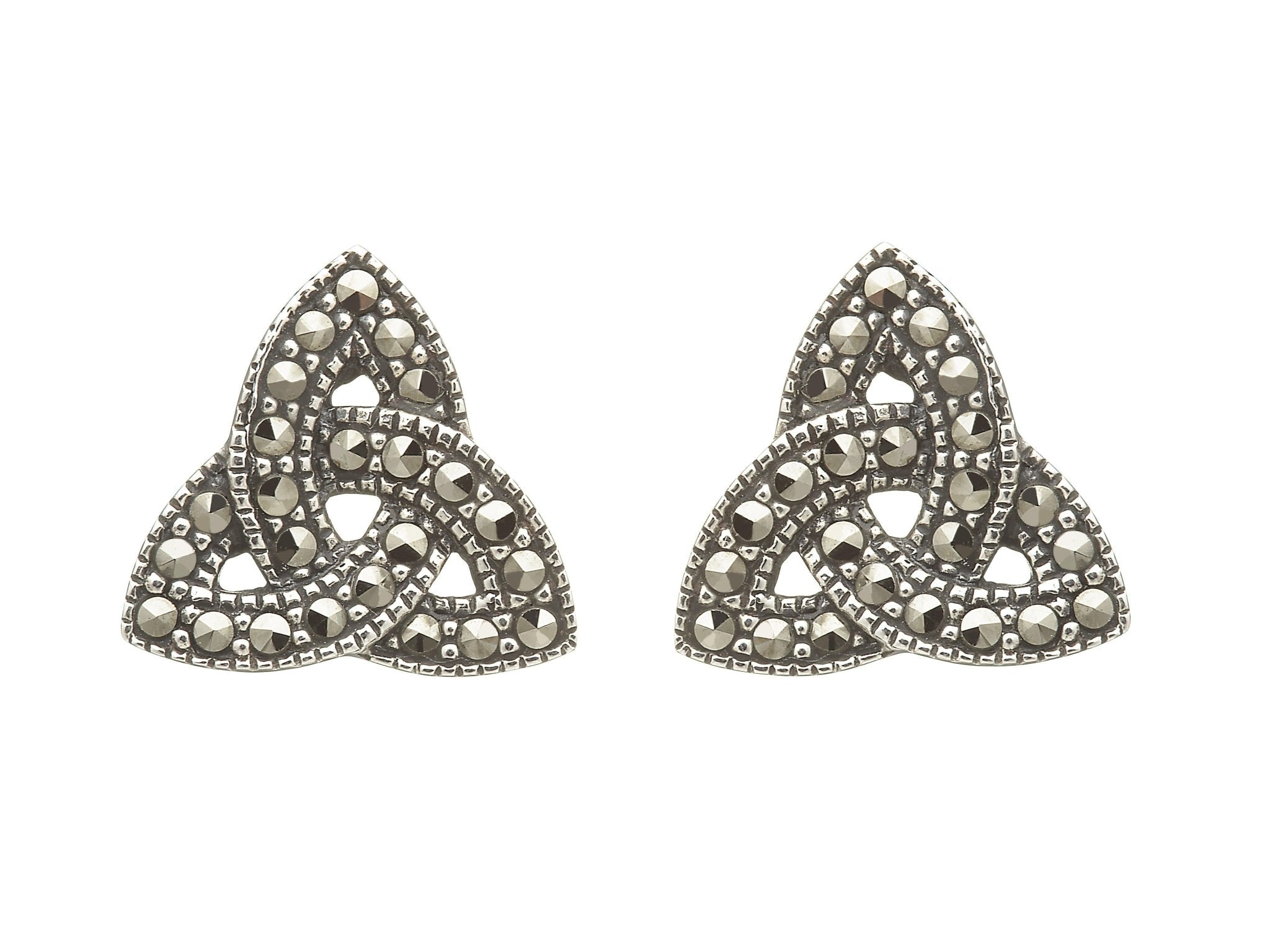 Trinity Knot Marcasite Stud Earrings on a white background - L'Atelier Global