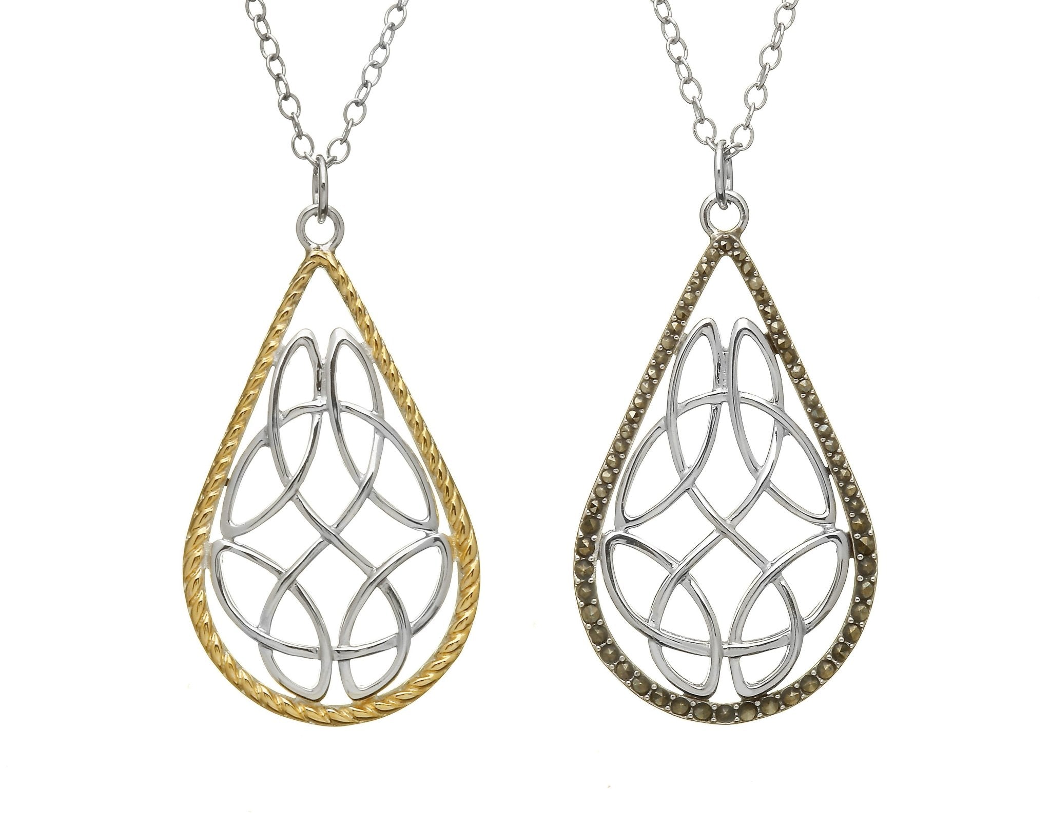 Trinity Reversible Pendant Necklace on a white background, displays both sides of pendant- L'Atelier Global