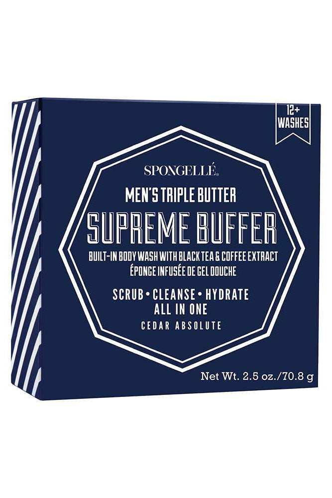 Triple Butter Men's Supreme Buffer Navy box packaging with white lettering