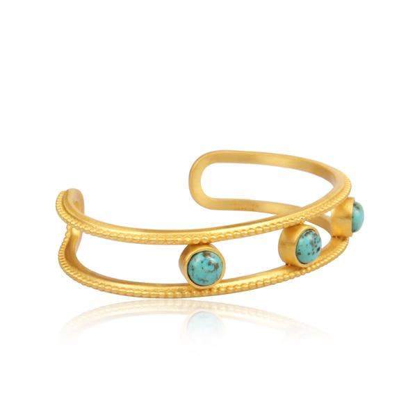 Turquoise Studded Bracelet on a white background -showing side view L'Atelier Global