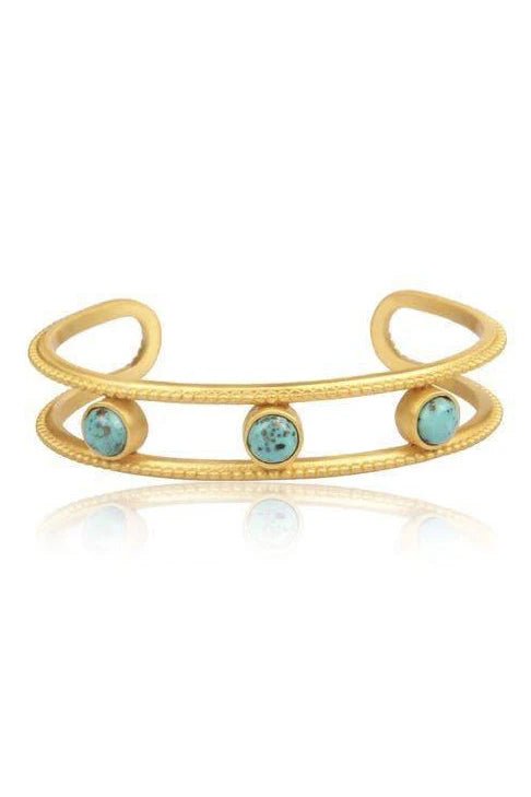 Turquoise Studded Bracelet Gold Cuff