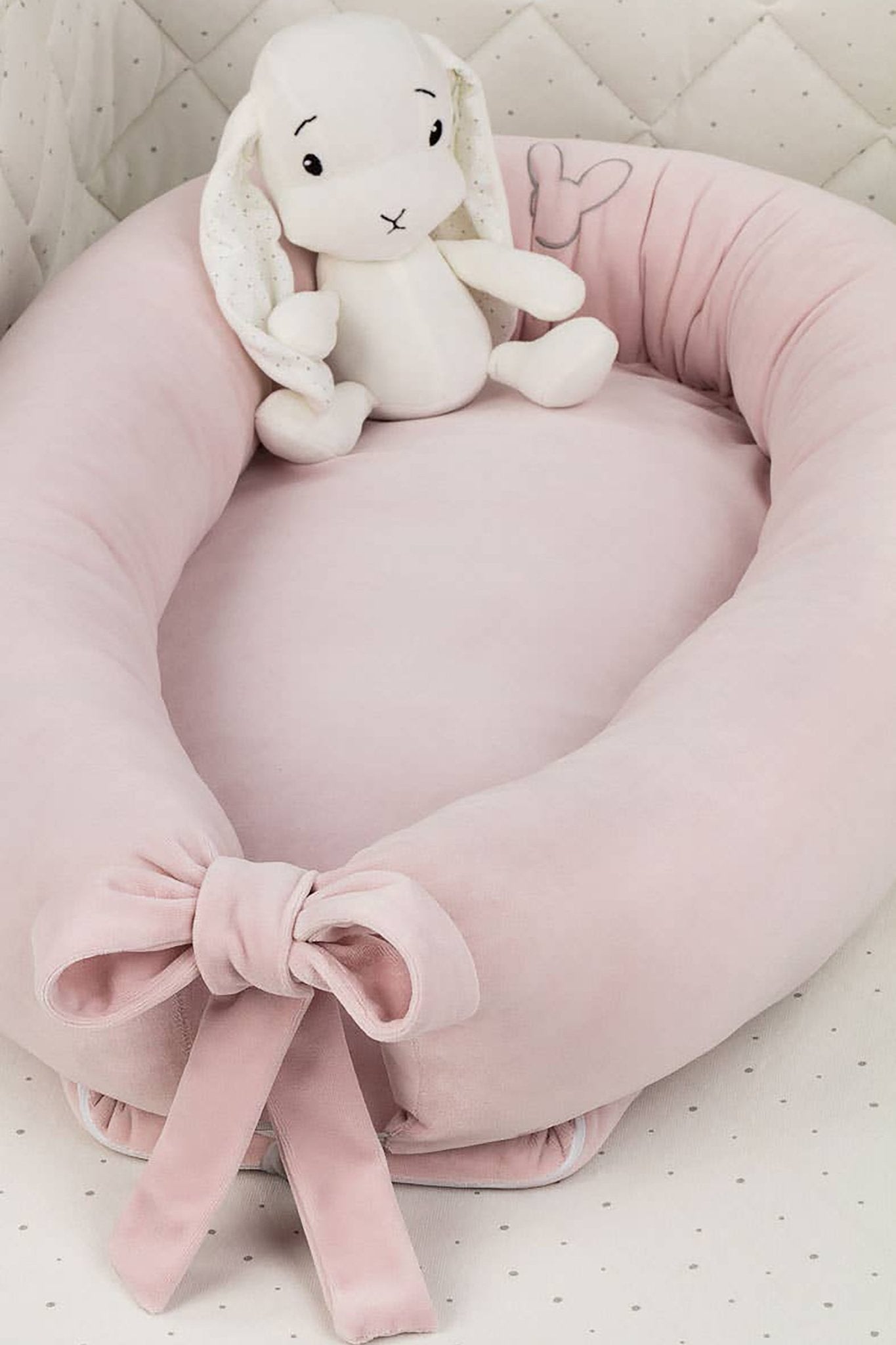 Velvet Baby Nest in Pink on a white background - L'Atelier Global