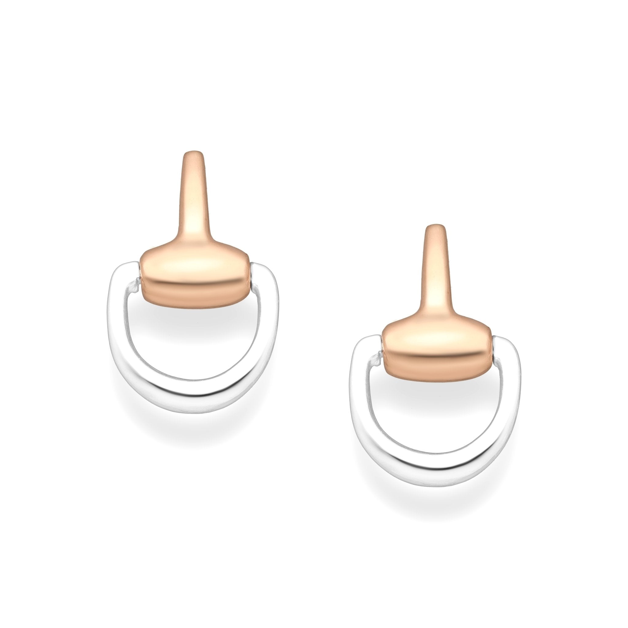 Vermeil Equestrian Rose Gold Stirrup Earrings on a white background