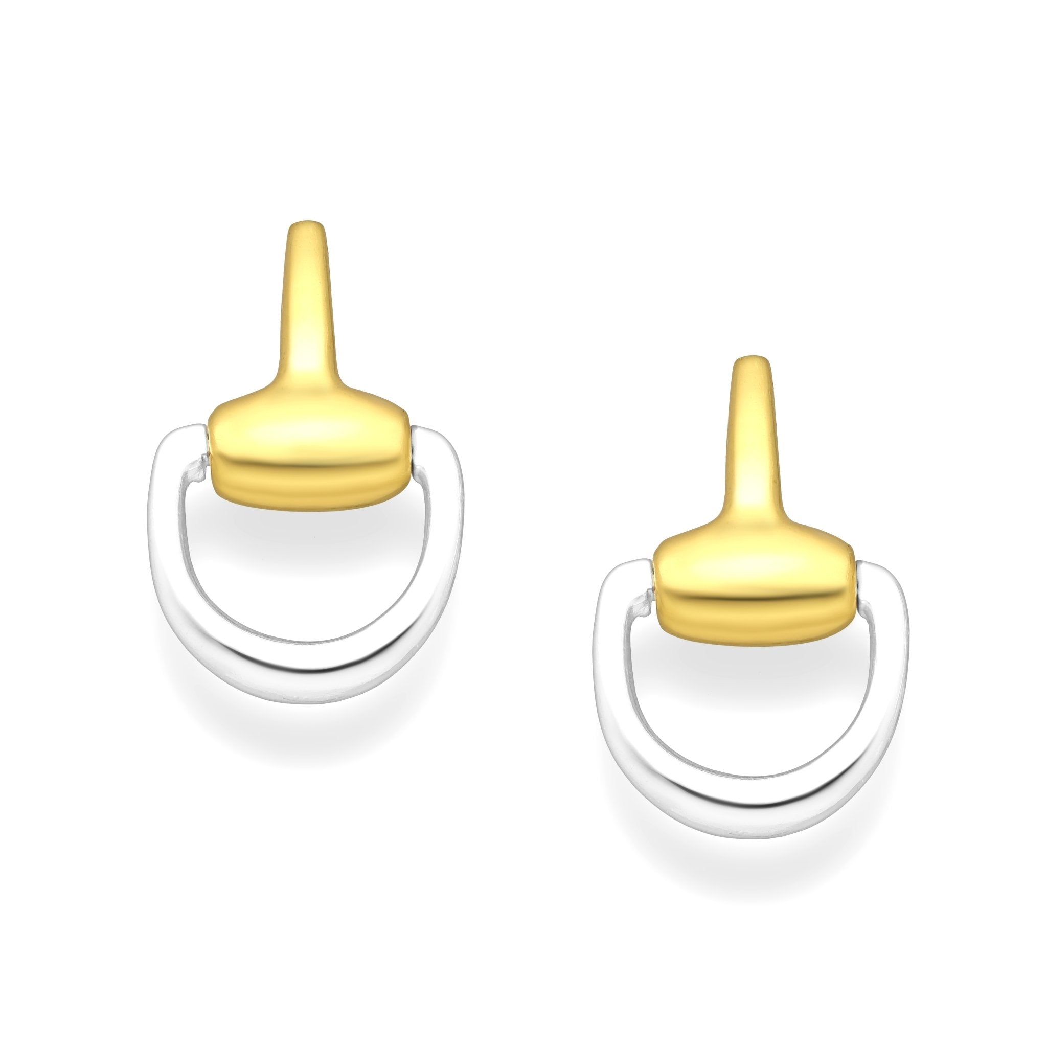 Vermeil Equestrian Italian Gold Stirrup Earrings on a white background