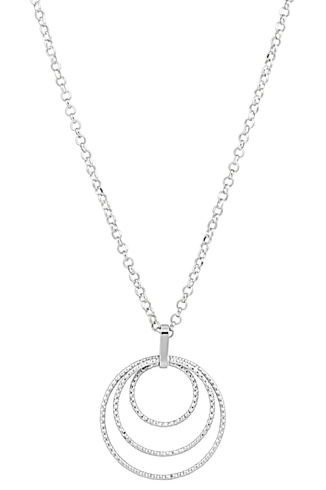 Vincenze Circle Trio Necklace in silver on a white background - L'Atelier Global