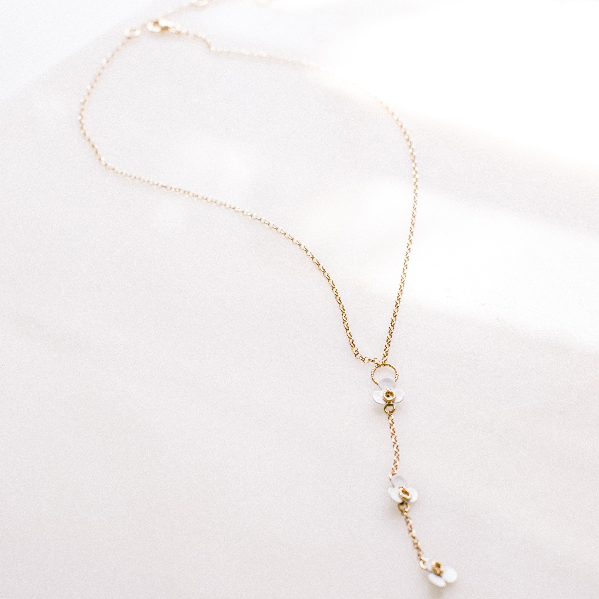 Vincenze Floral Drop Necklace on a white background - L'Atelier Global