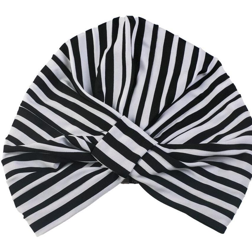 Vintage Turban Shower Cap In Stripes on a white background - L'Atelier Global