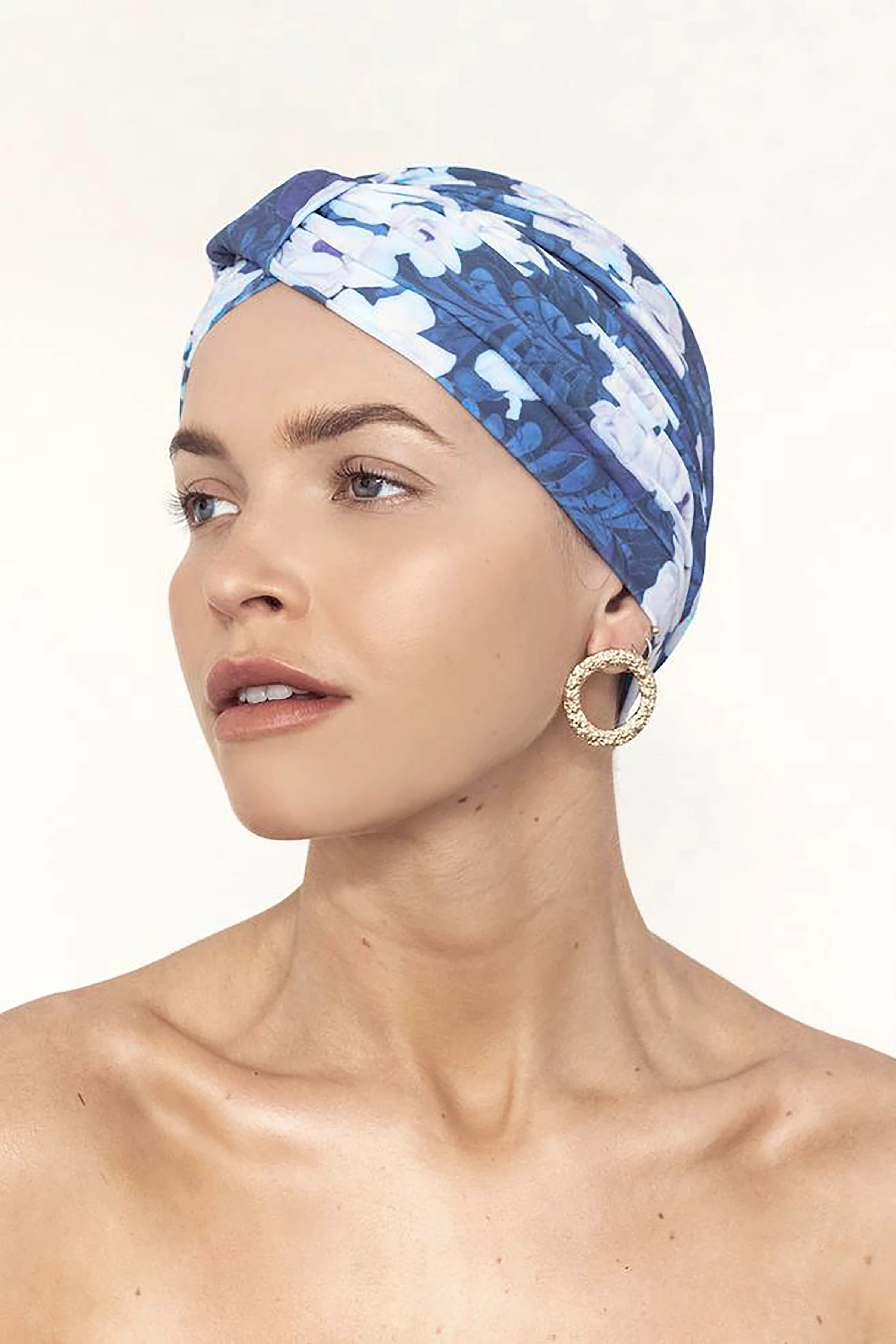 Vintage Turban Shower Cap in Villa Camelia on a female model - L'Atelier Global