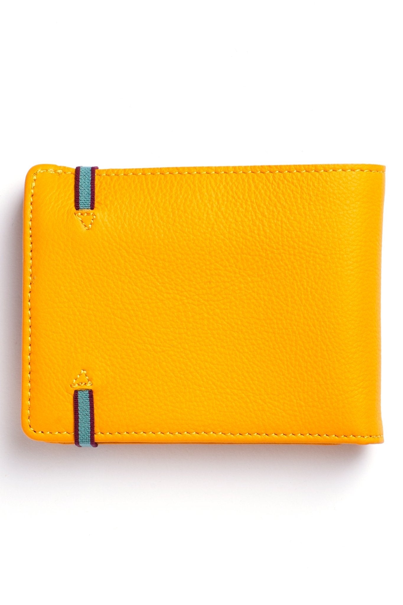 The back of the Yellow Minimalist Wallet With Coin Pocket with elastic closure on a white background - L'Atelier Global