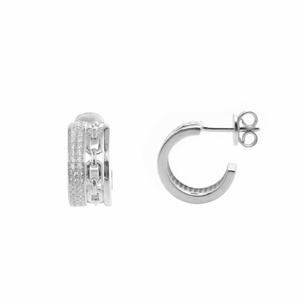 Yvelines Rhodium Silver White Zirconium Earrings on a white background