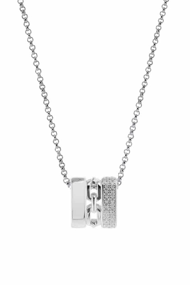 Yvelines Rhodium-Plated Silver White Zirconium Necklace on a white background - L'Atelier Global