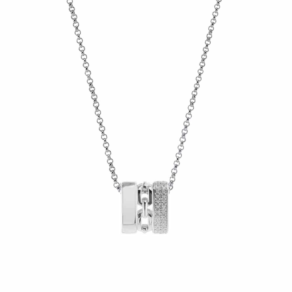Yvelines Rhodium-Plated Silver White Zirconium Necklace on a white background - L'Atelier Global