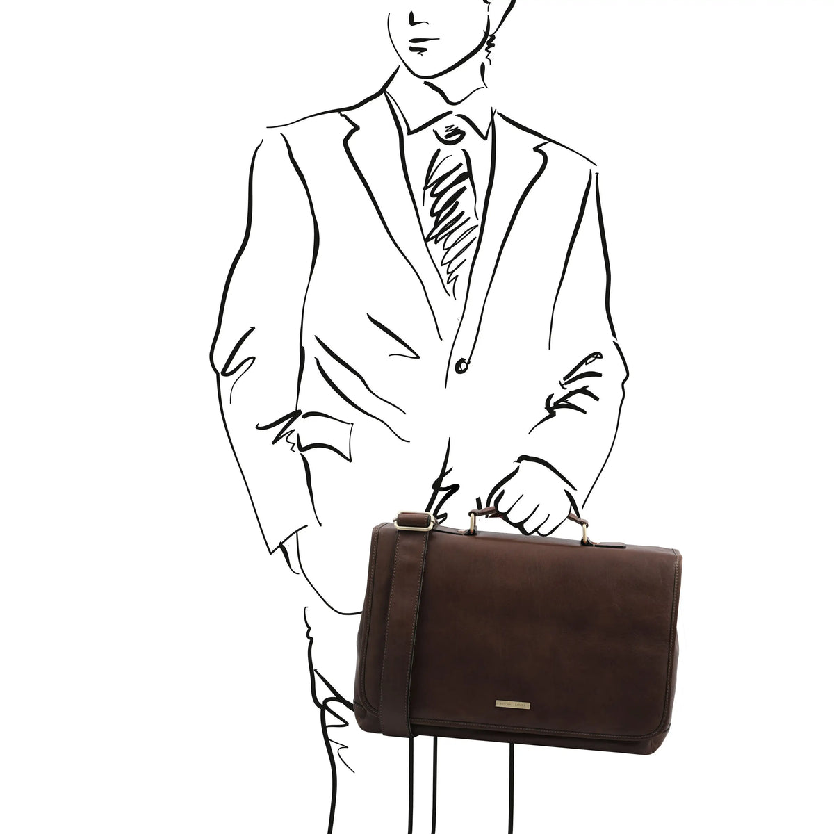 Mantova TL SMART Italian Leather Briefcase With Flap | Matte Full-Grain Leather