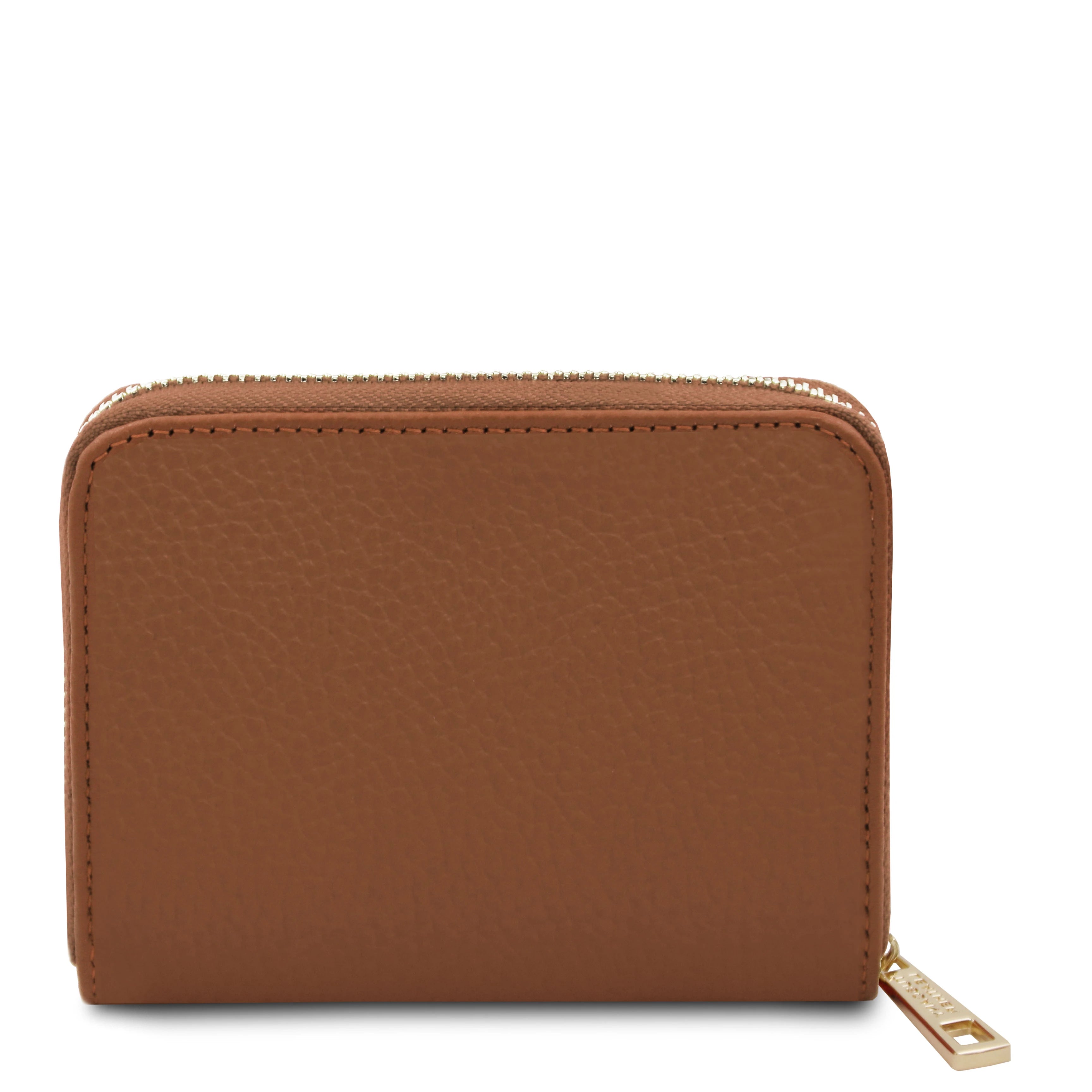 Back view Kore Exclusive Zip Around Leather Wallet in Cognac 