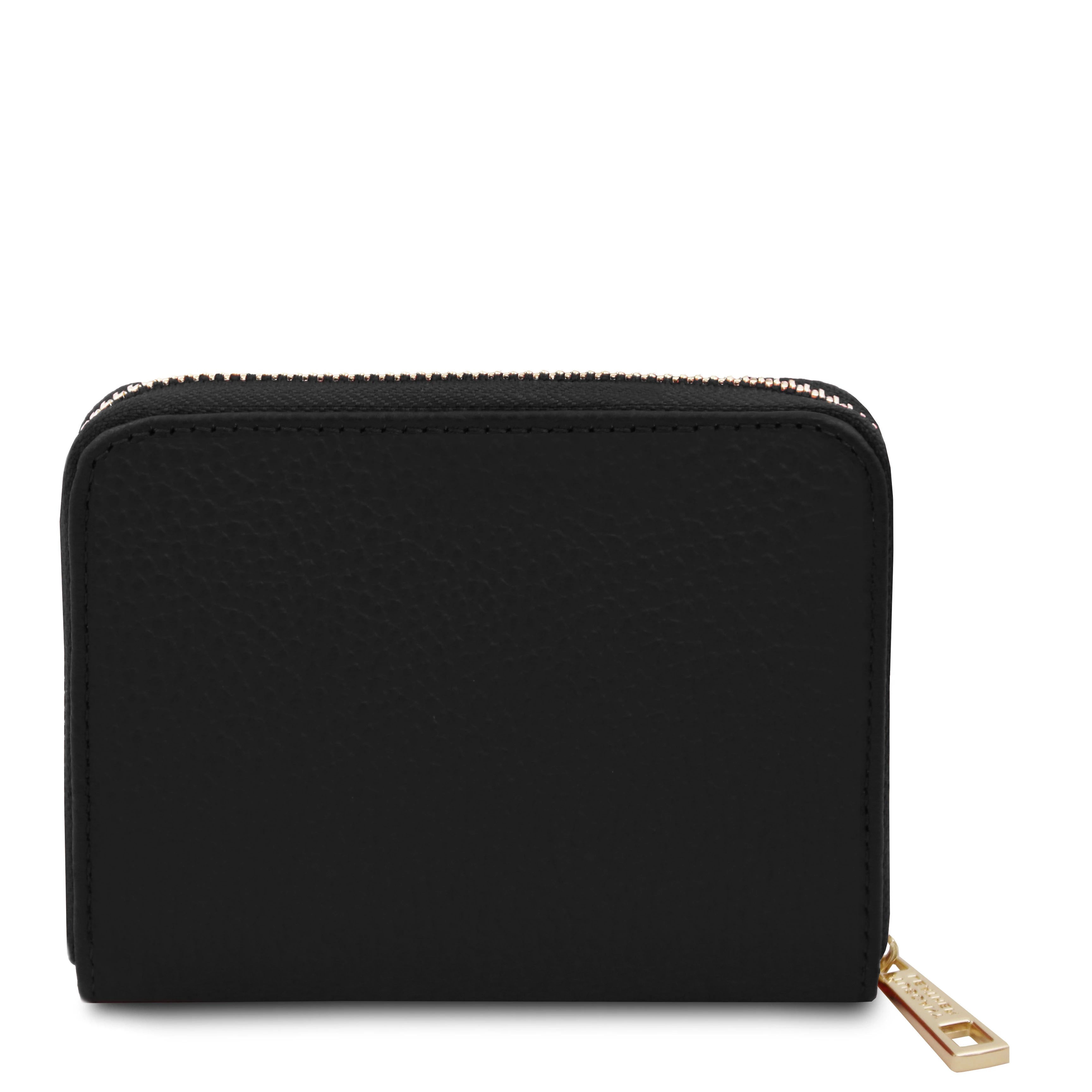 Back view Kore Exclusive Zip Around Leather Wallet in Black