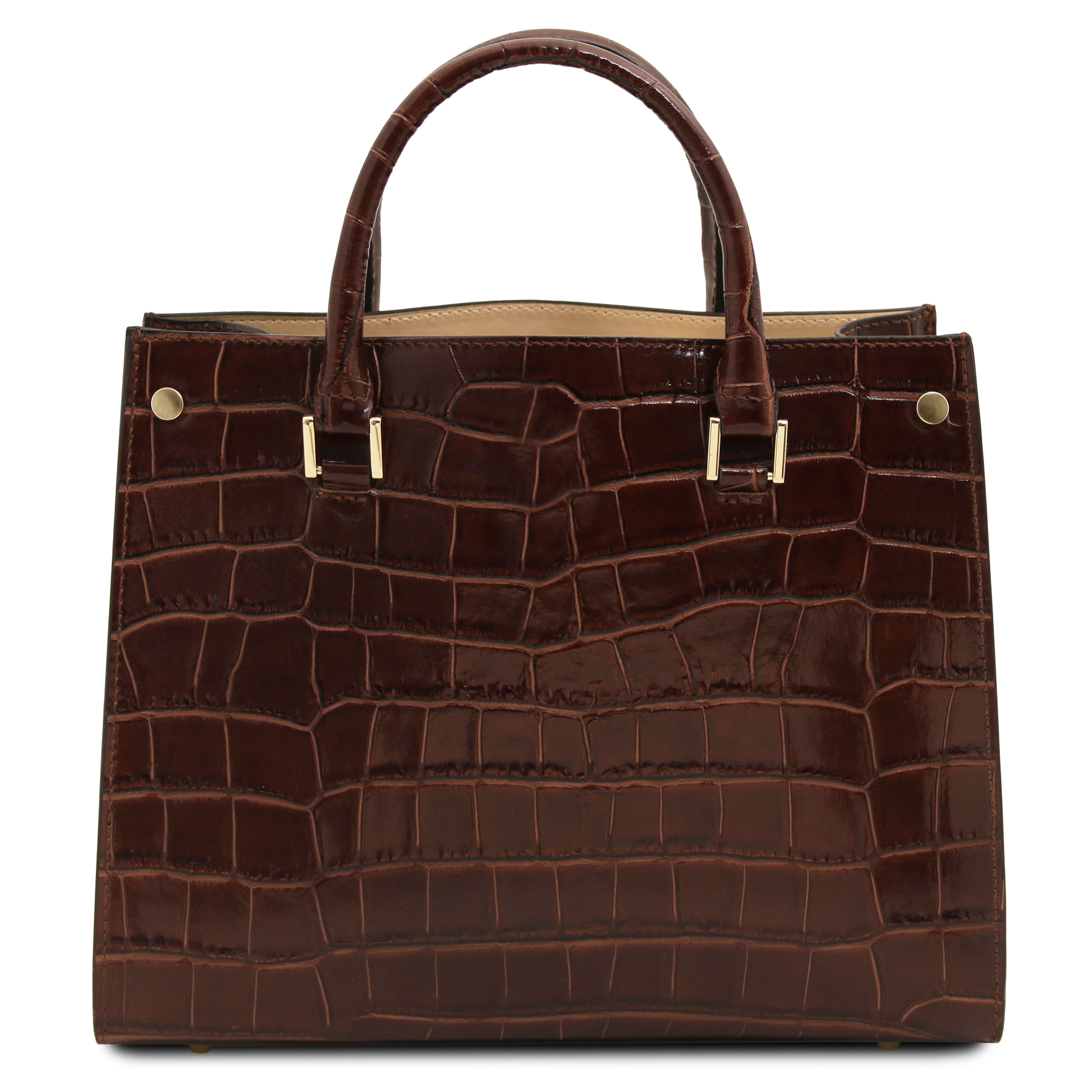 Croque Croc Print Italian Leather Handbag | Embossed Calf Leather