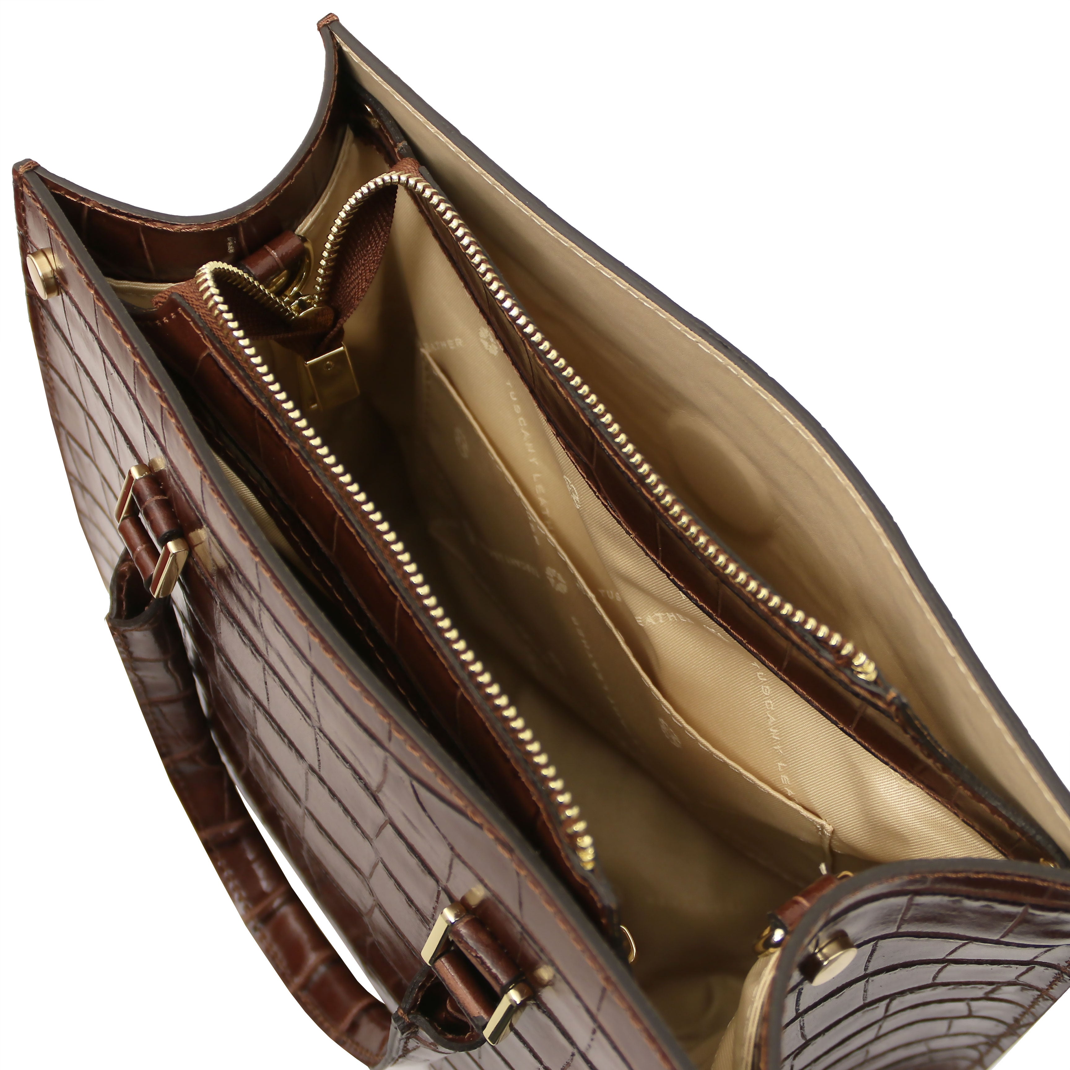 Croque Croc Print Italian Leather Handbag | Embossed Calf Leather