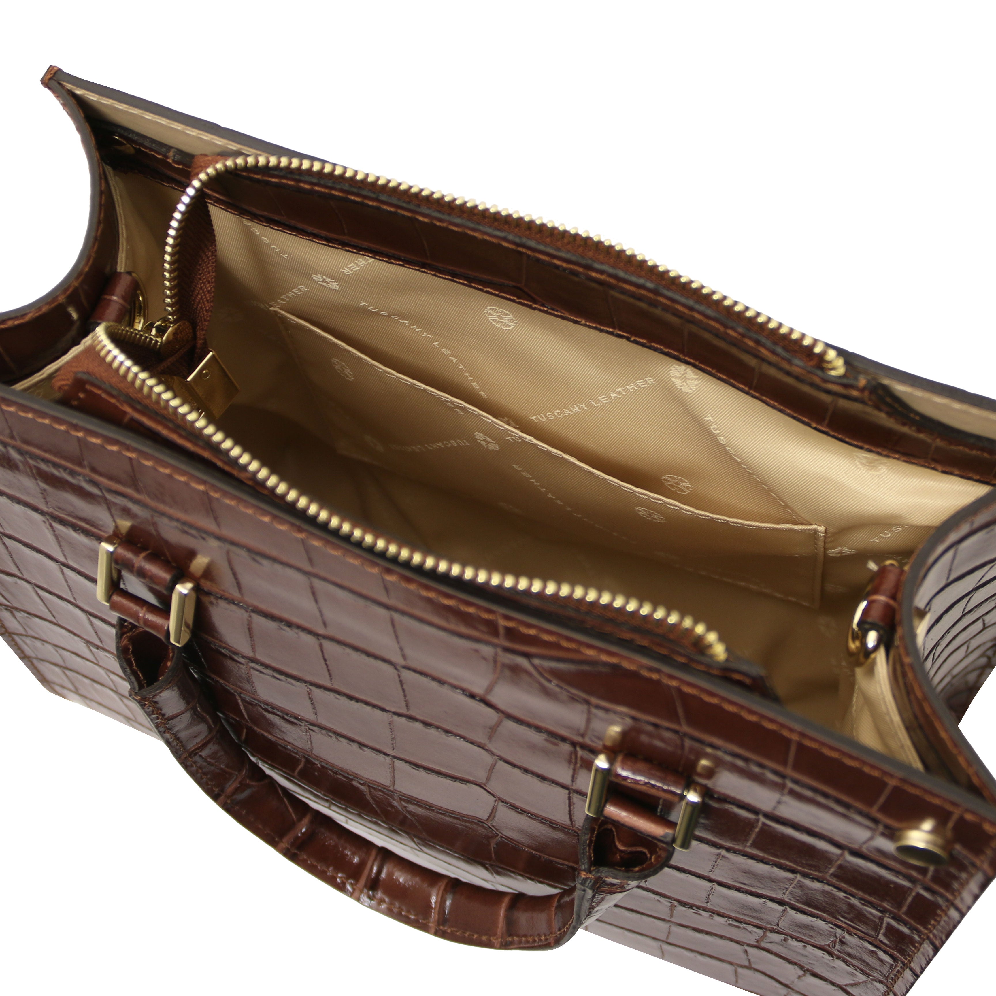 Croque Croc Print Italian Leather Handbag | Embossed Calf Leather