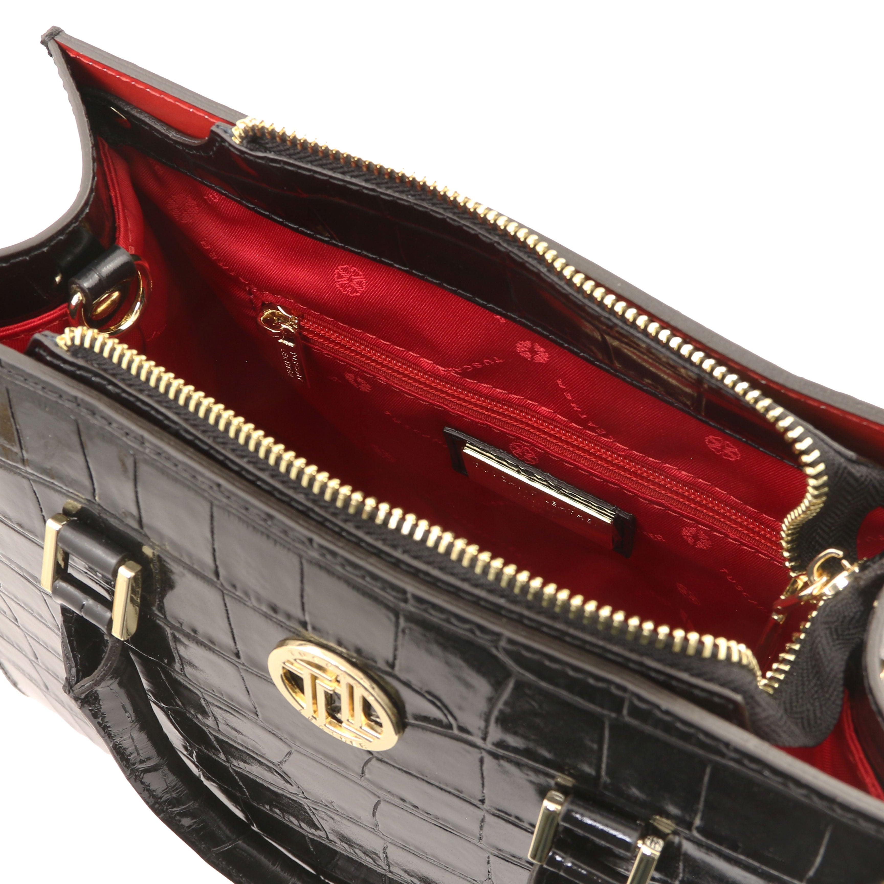 Croque Croc Print Italian Leather Handbag | Embossed Calf Leather