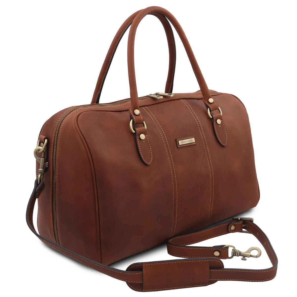 Lisbona Small Italian Leather Duffle Travel Bag | Matte Full-Grain Leather