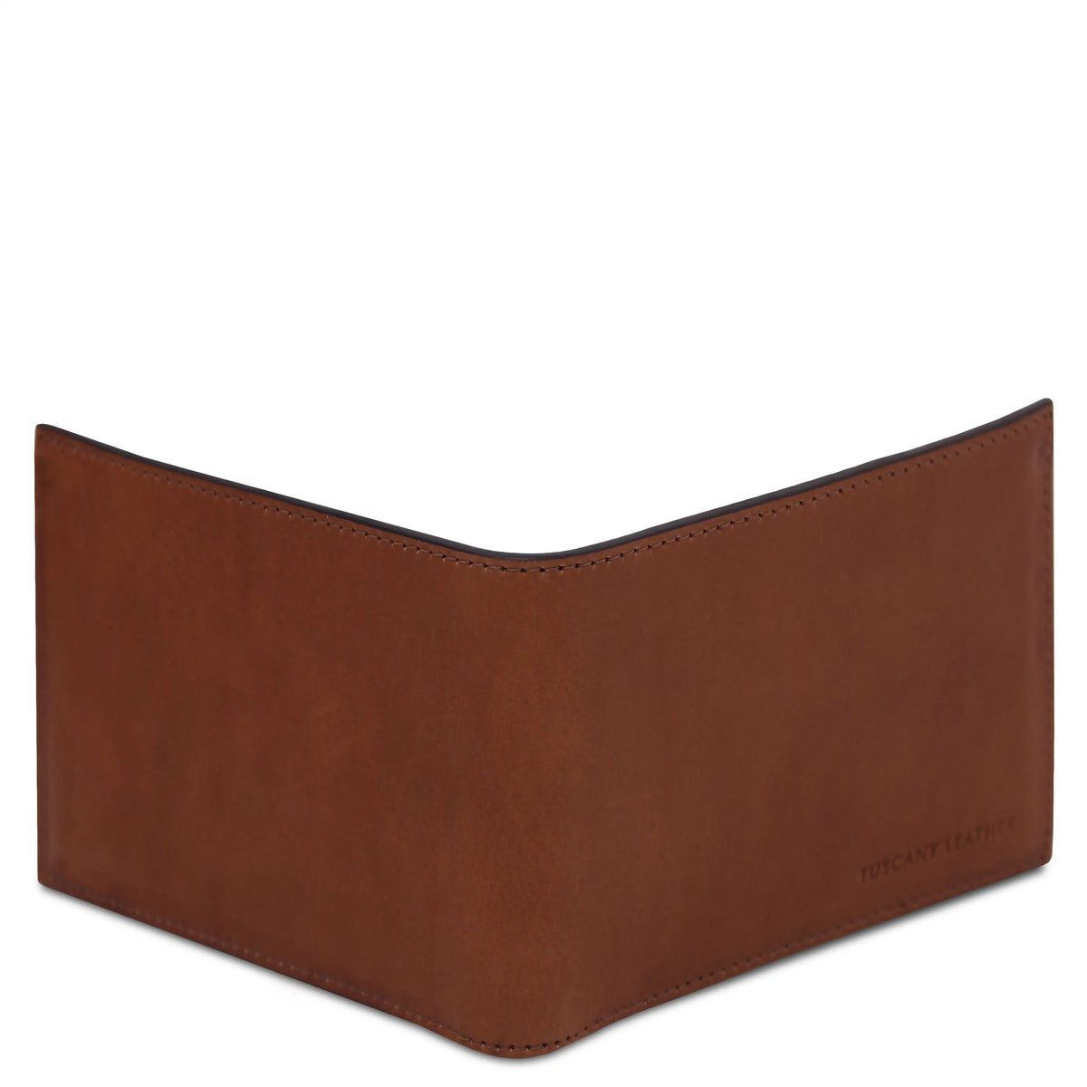 Outside view of Brown leather wallet on a white background