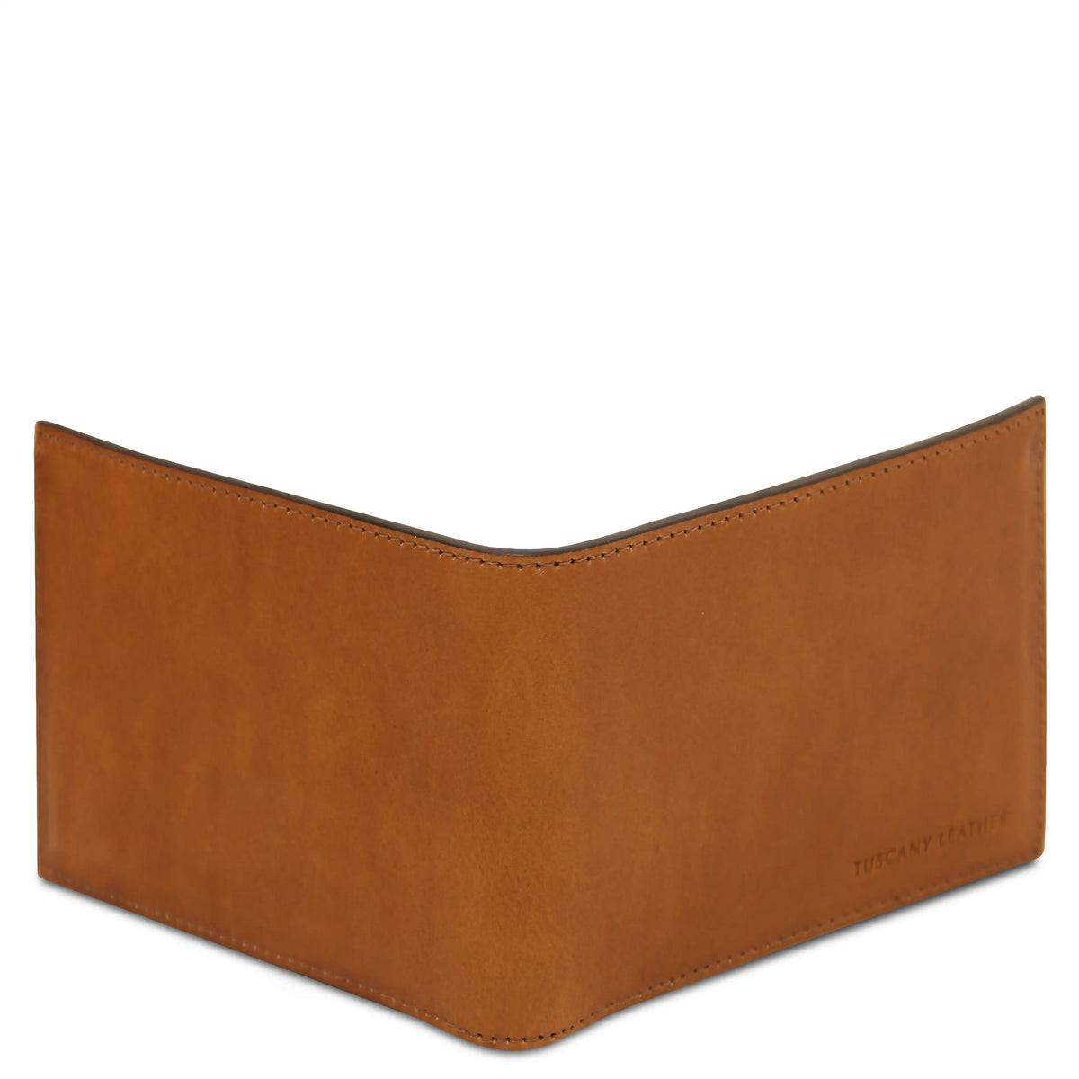 Outside view of Natural leather wallet on a white background