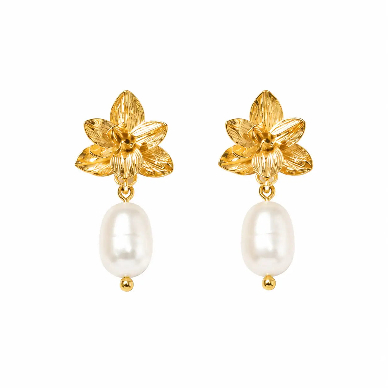 Amarilis Freshwater Pearl Drop Earrings | 18K Gold Plated