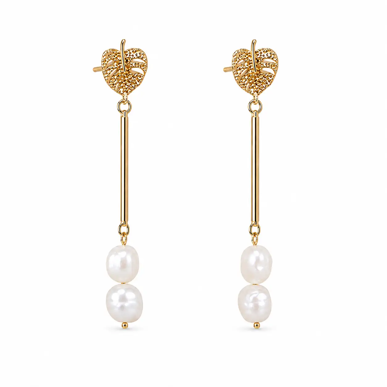 Amalfi Monstera Leaf Drop Earrings on a white background