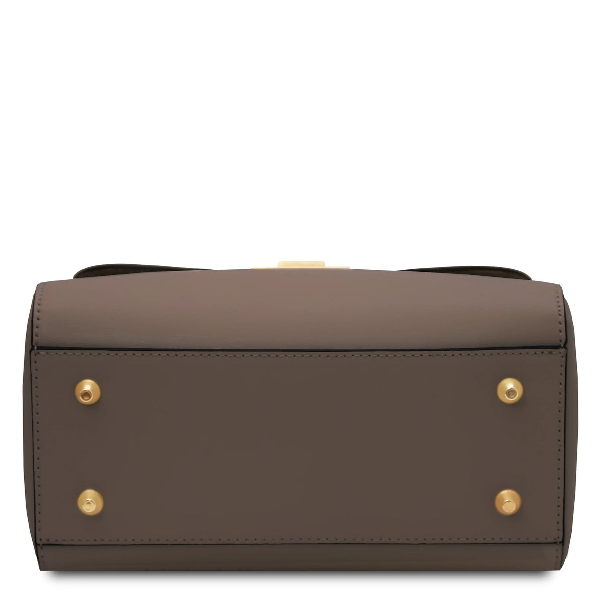 Bottom view Armonia Italian Leather Handbag  in dark taupe