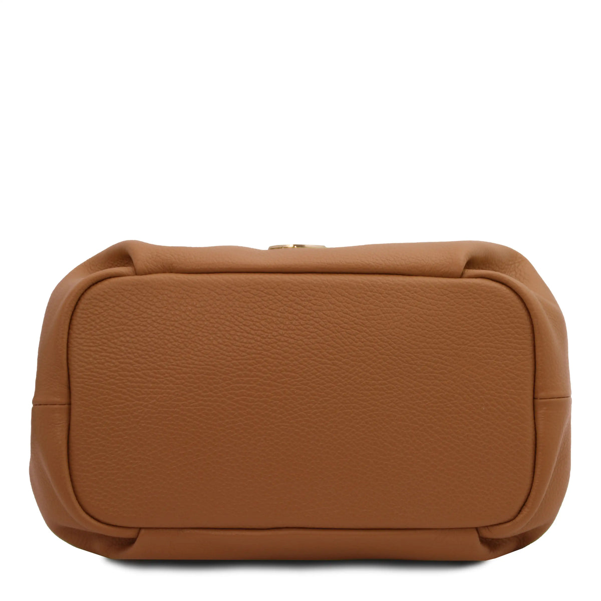 Bottom view Nora Soft Italian Leather Shoulder Bag in cognac