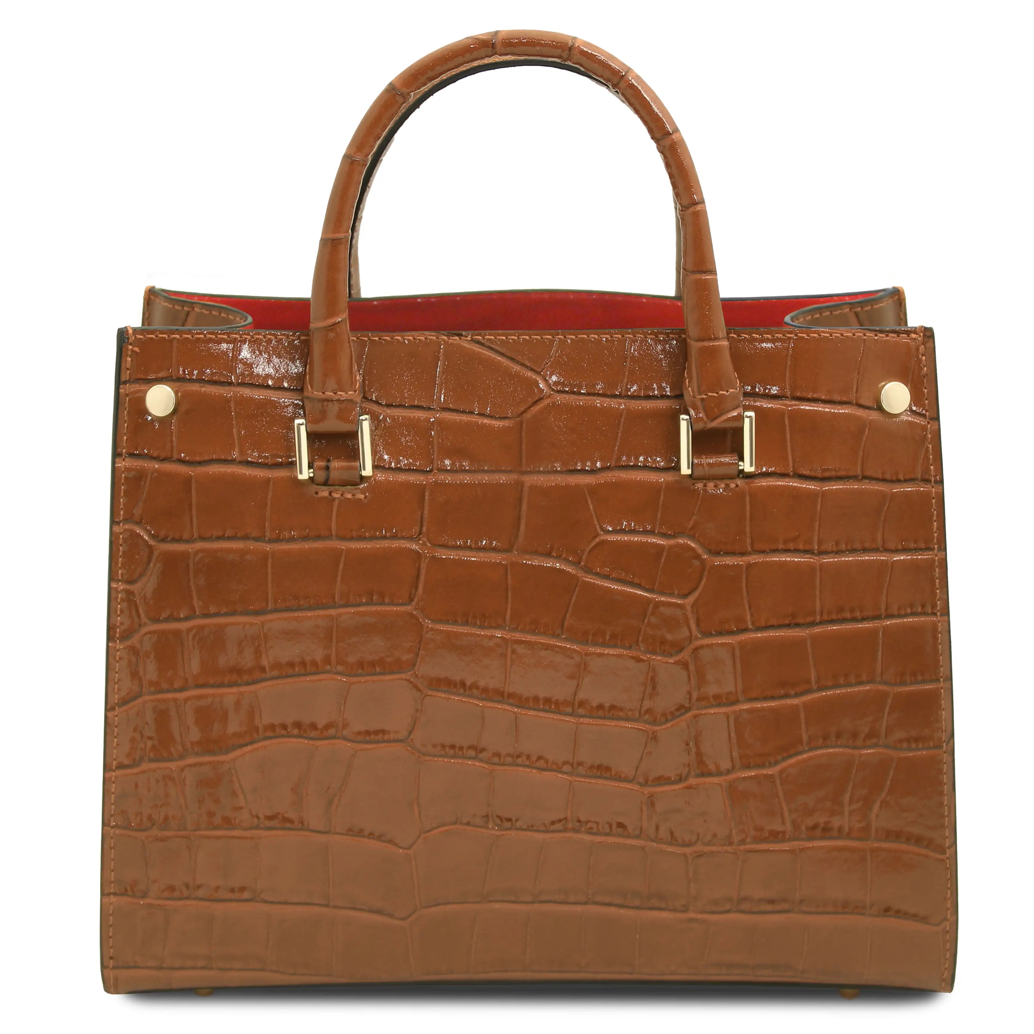 Croque Croc Print Italian Leather Handbag | Embossed Calf Leather