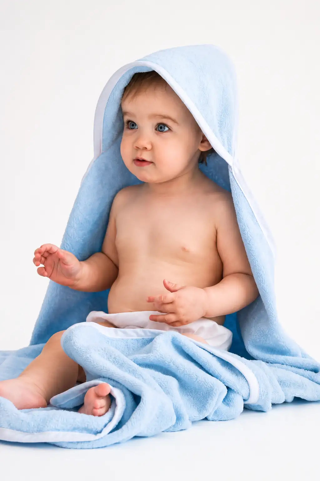Effiki Hooded Bunny Baby Towel | Baby Blue | Made in Poland