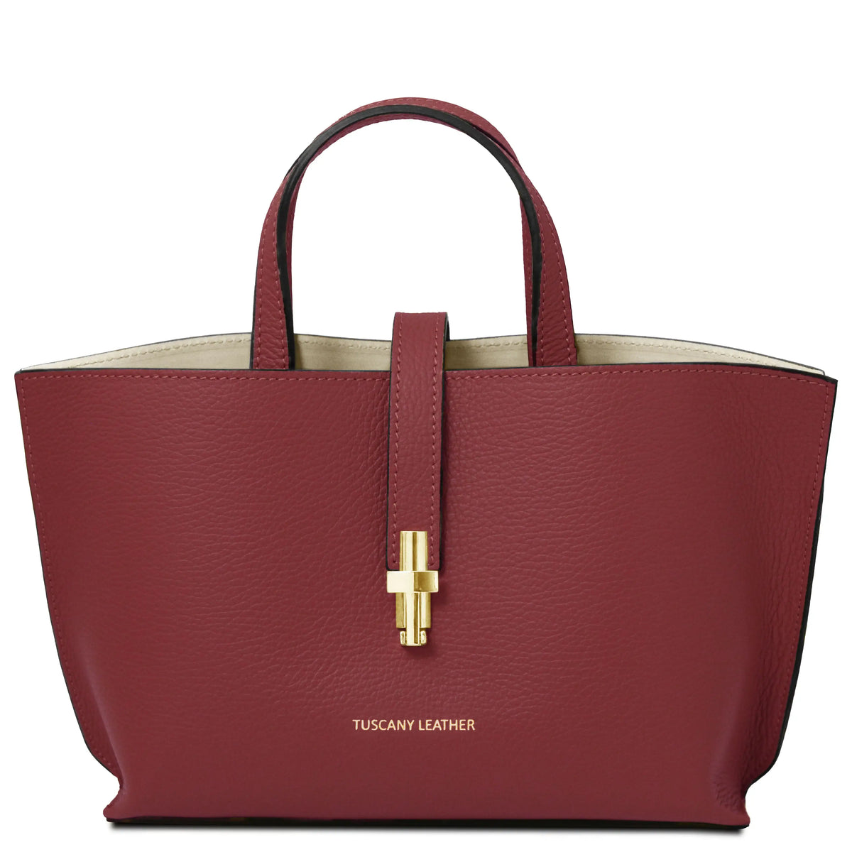 Front view Agatha Leather Handbag in bordeaux