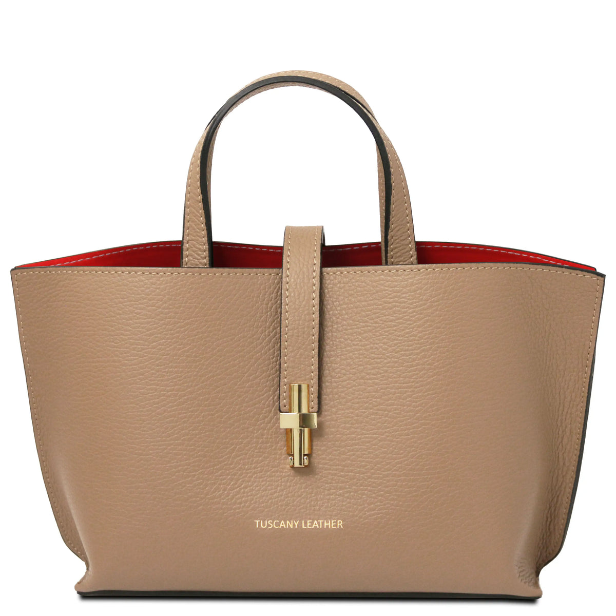 Front view Agatha Leather Handbag in caramel