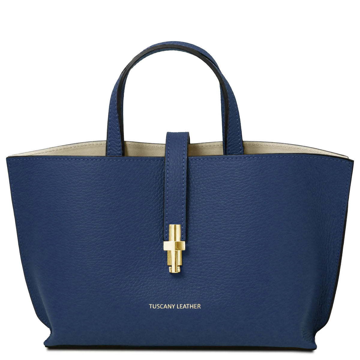 Front view Agatha Leather Handbag in dark blue