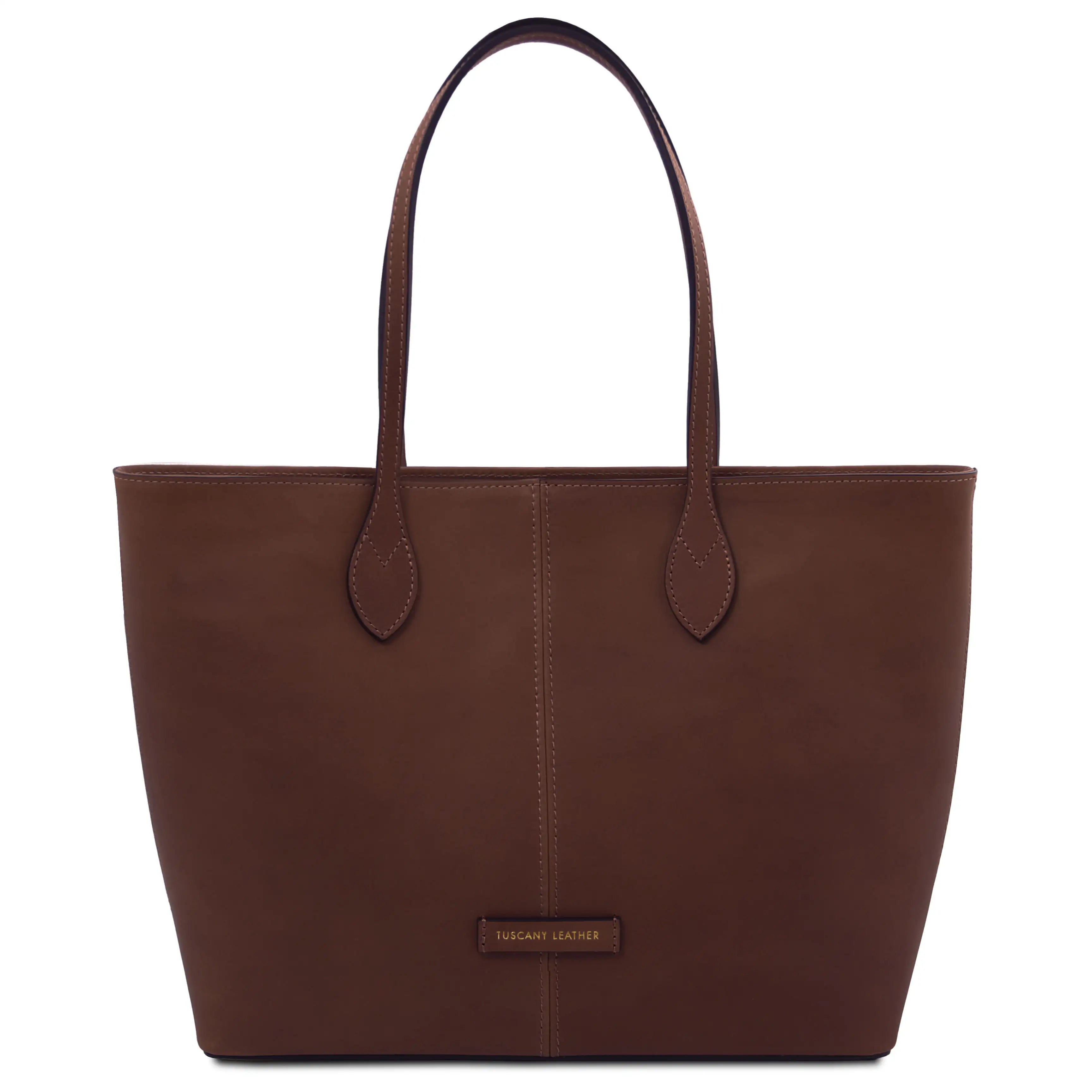 Front view Dark Brown Essenza Shoulder Bag on white background