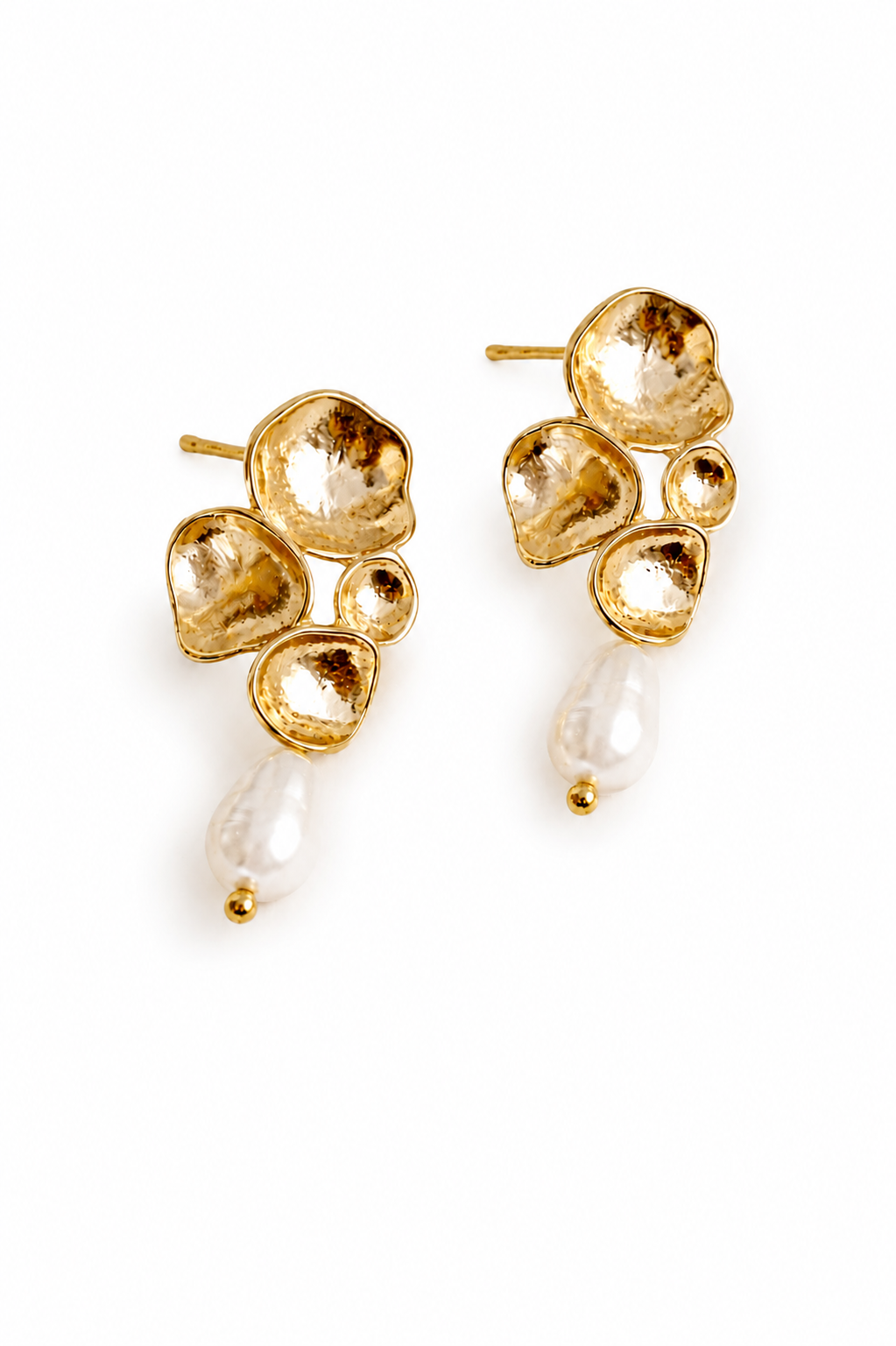 Amalfi Golden Petal Drop Earrings on a white background