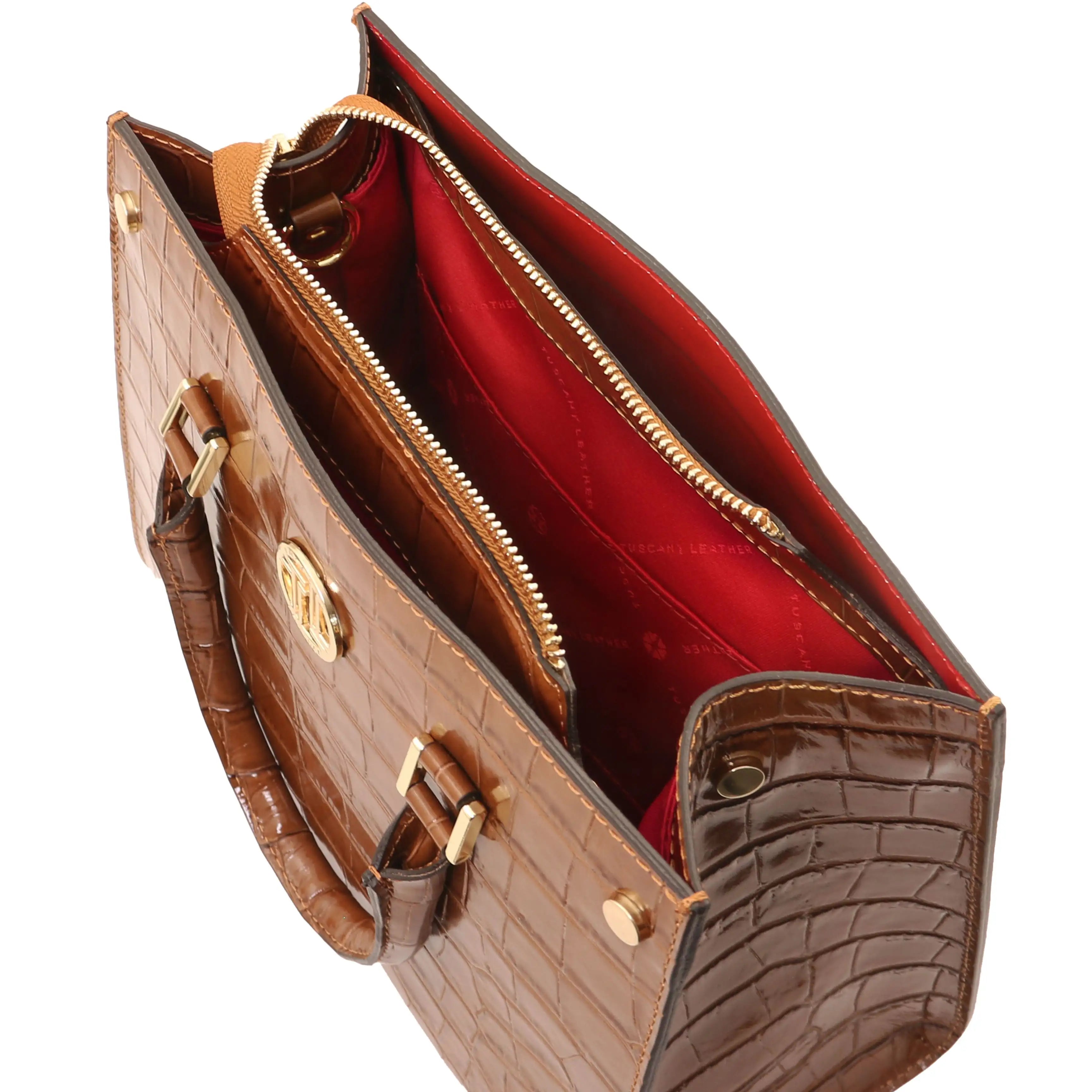 Croque Croc Print Italian Leather Handbag | Embossed Calf Leather