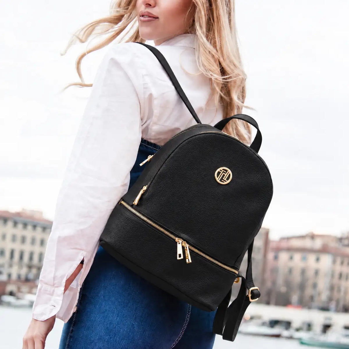 TL Soft Italian Leather Zip Backpack | Pebbled Leather