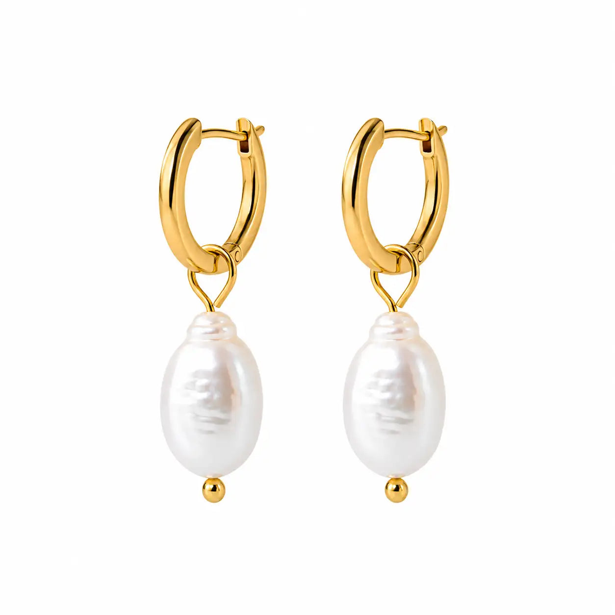 Villa D’Este Small Hoop Pearl Earrings on a white background