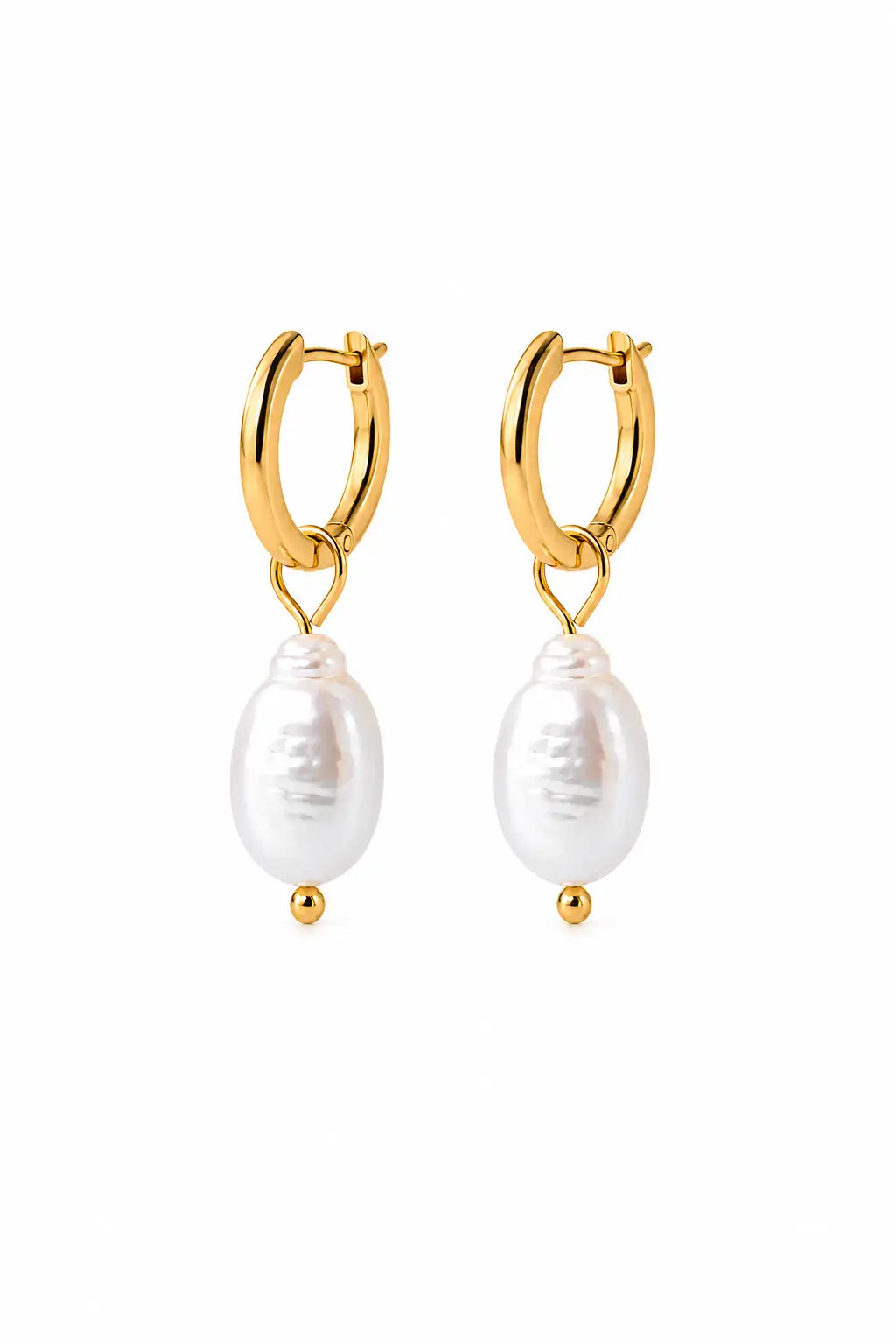 Villa D’Este Small Hoop Pearl Earrings on a white background