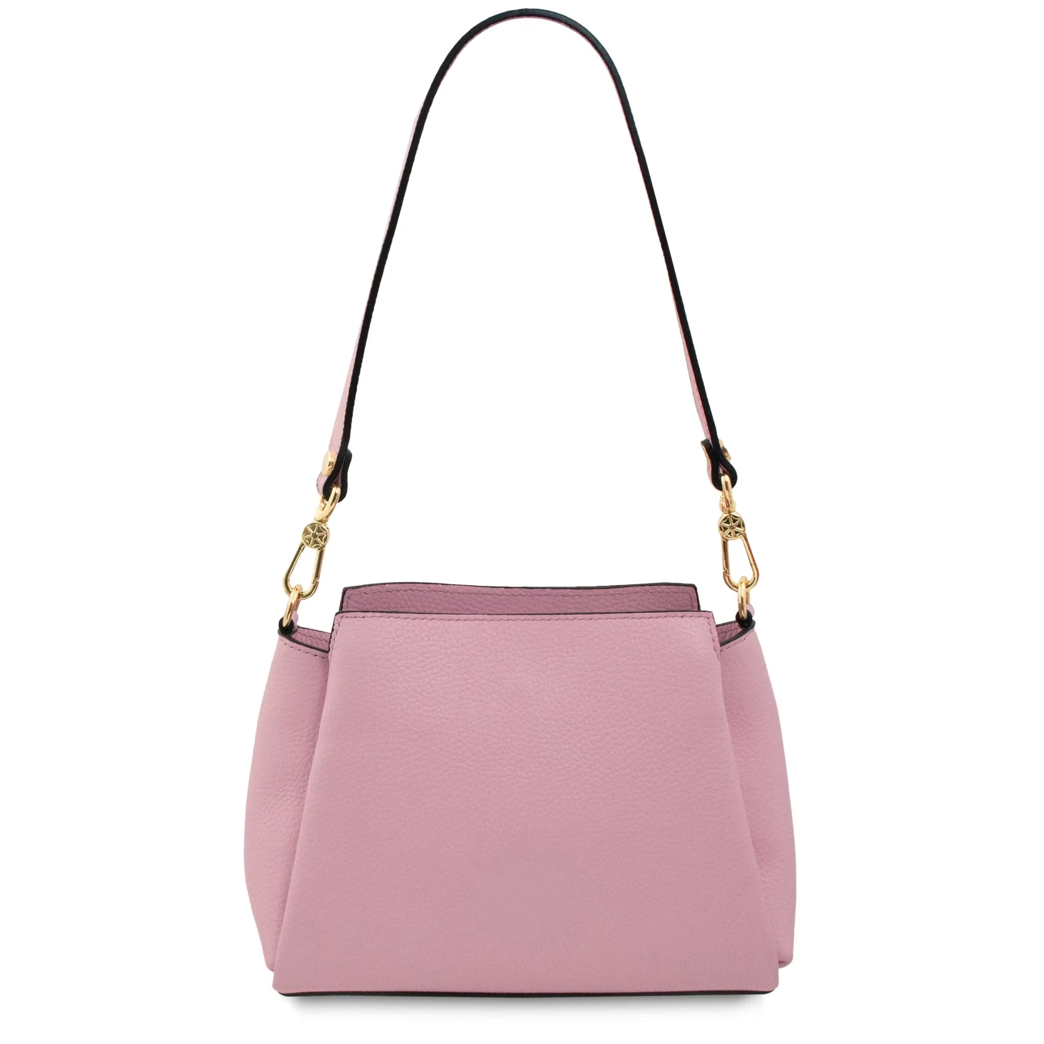 Back view Abby Italian Pebbled Leather Bag in Ballet Pink