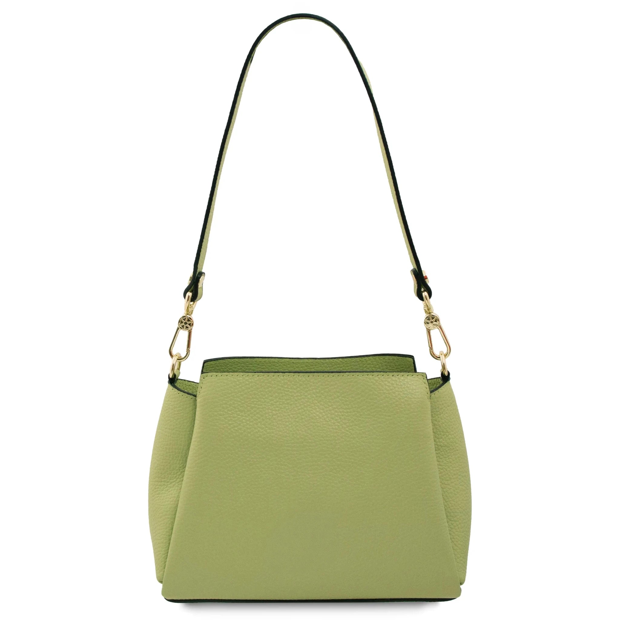 Back view Abby Leather Bag in Lime Green